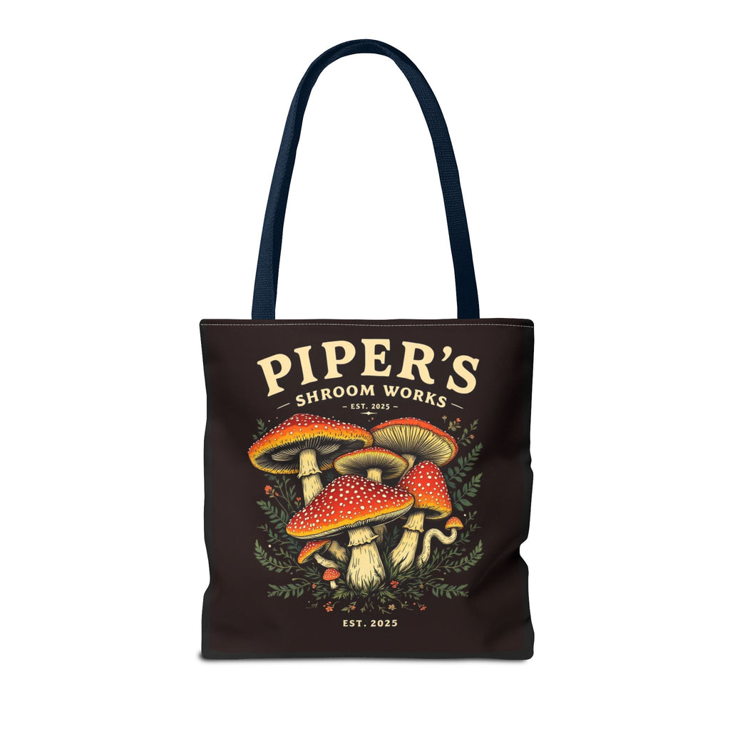 Mushroom Tote Bag — "Piper's Shroom Works" Vintage Fungi Market Shopper