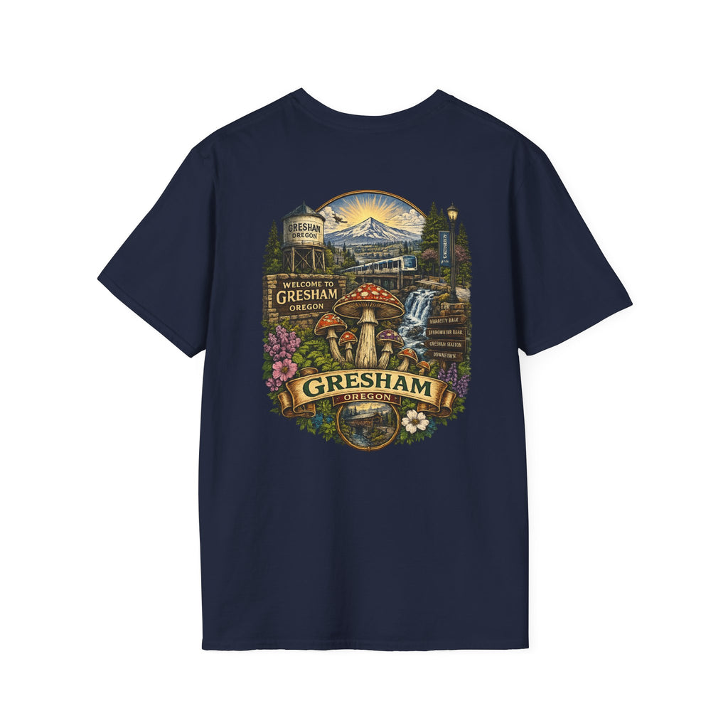 City: Gresham Psychedelic Mushroom Graphic T-Shirt — Red Amanita Illustration