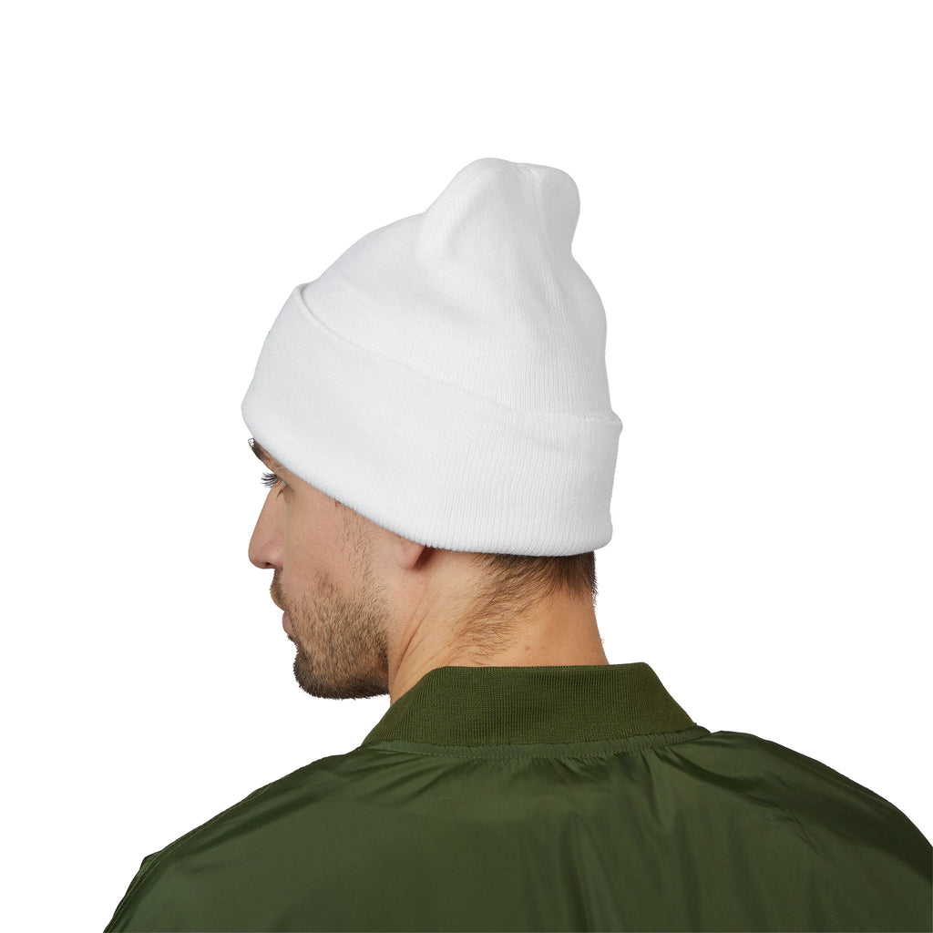 Beanie: Embroidered Colorful Mushroom Beanie — Cute Cuffed Knit Hat
