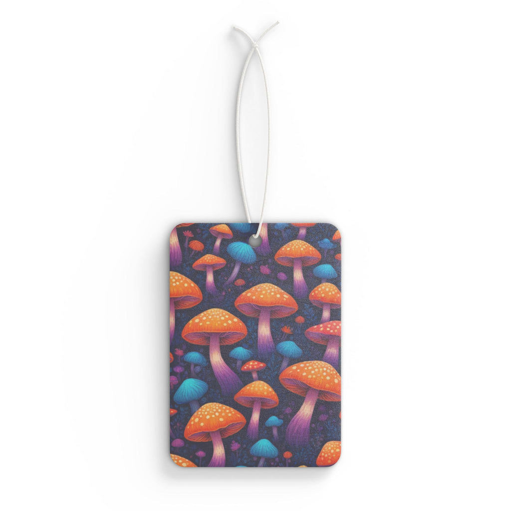 Mushroom Pattern Car Air Freshener — Colorful Neon Forest Scented Tag