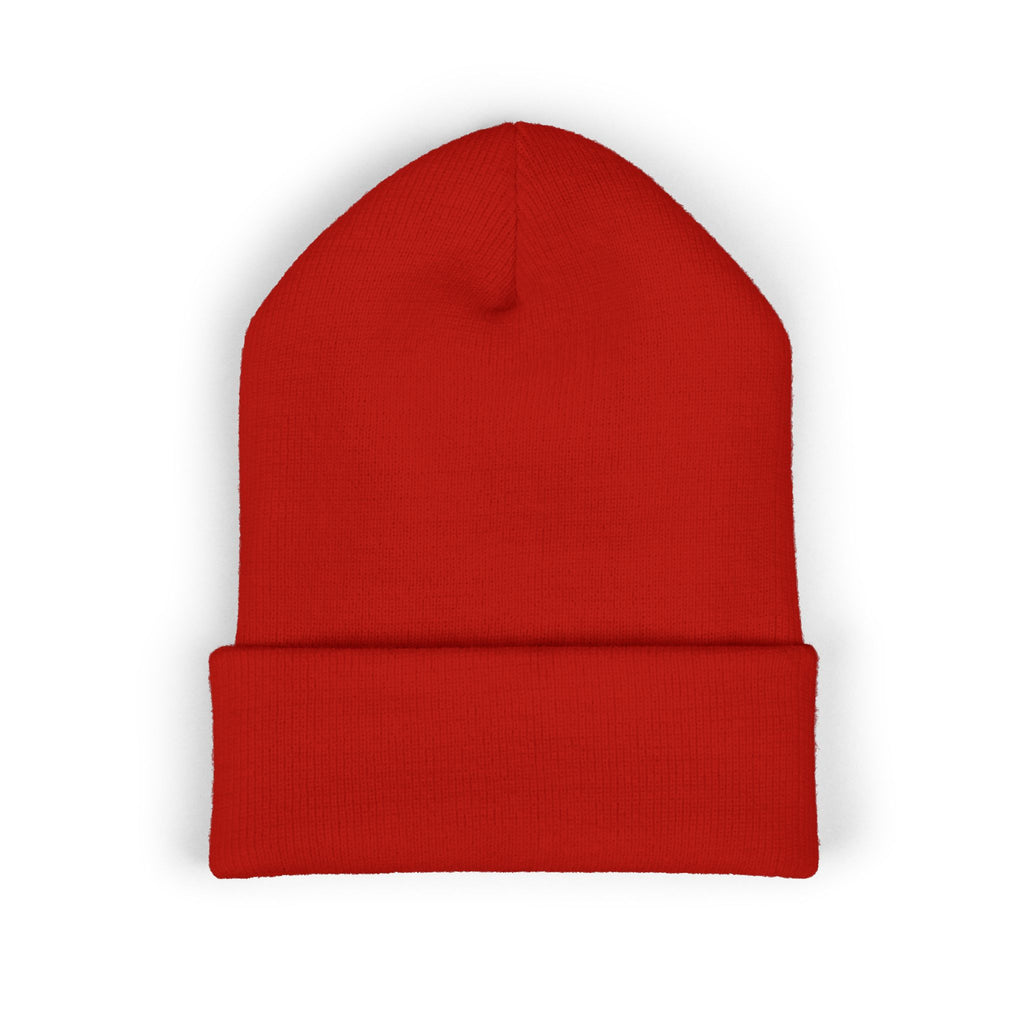 Beanie: Embroidered Colorful Mushroom Beanie — Cute Cuffed Knit Hat