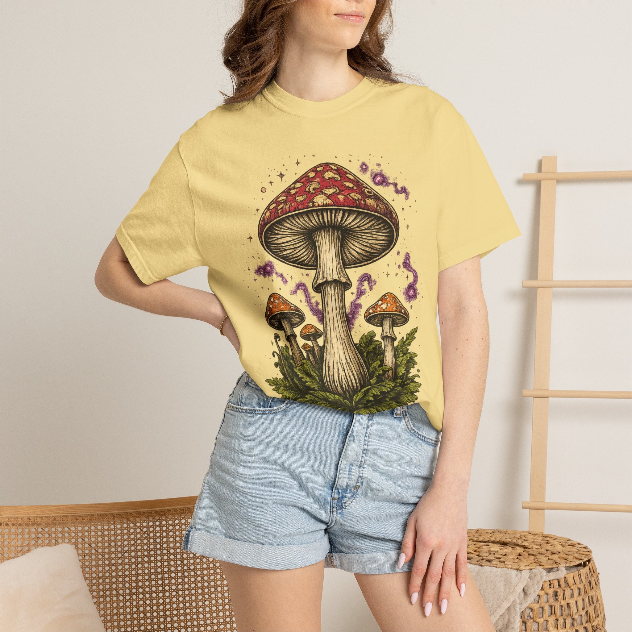 City: Portland Mushroom Graphic T-Shirt — Vintage Forest Amanita Design