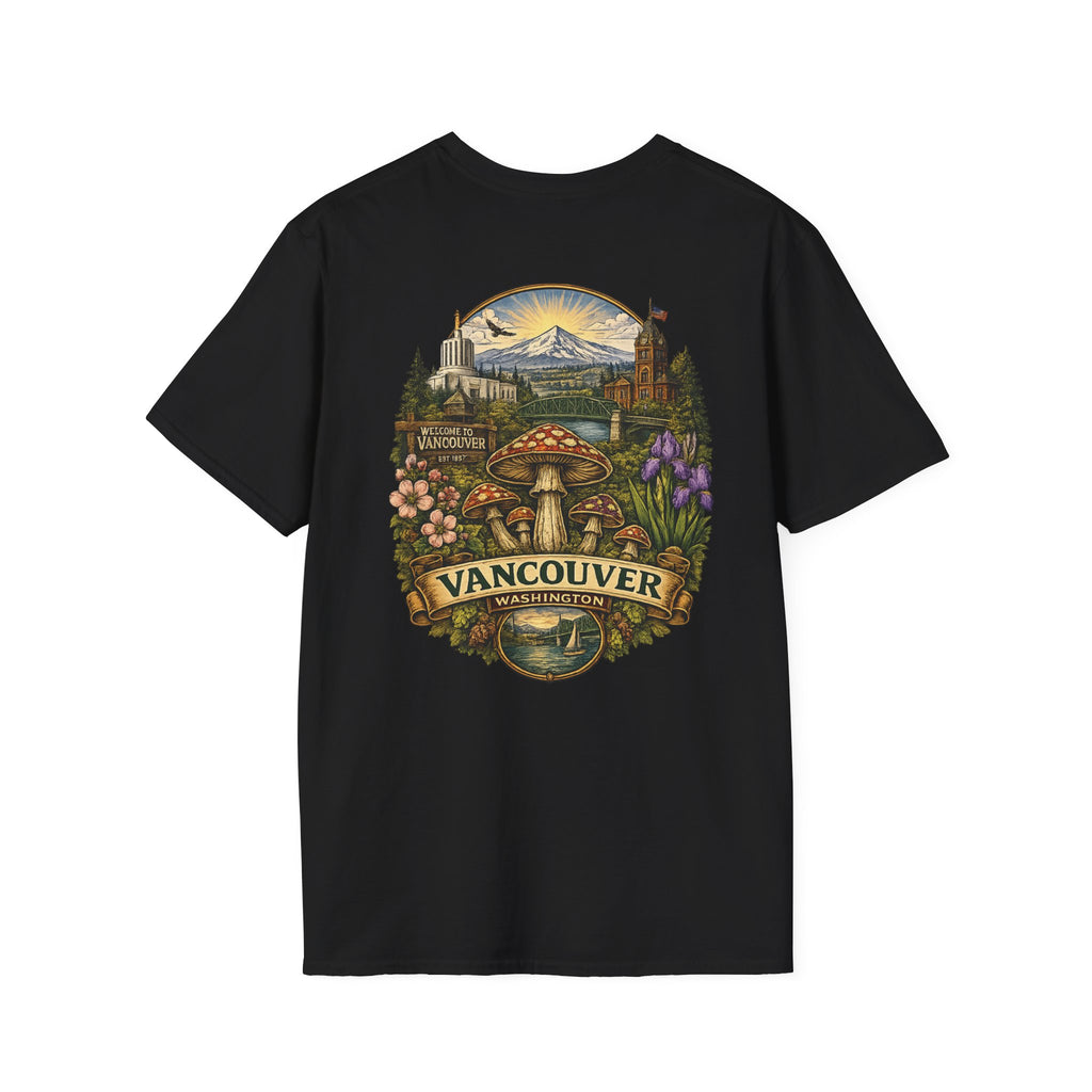 City: Vancouver Mushroom Illustration T-Shirt – Vintage Red Toadstool Graphic