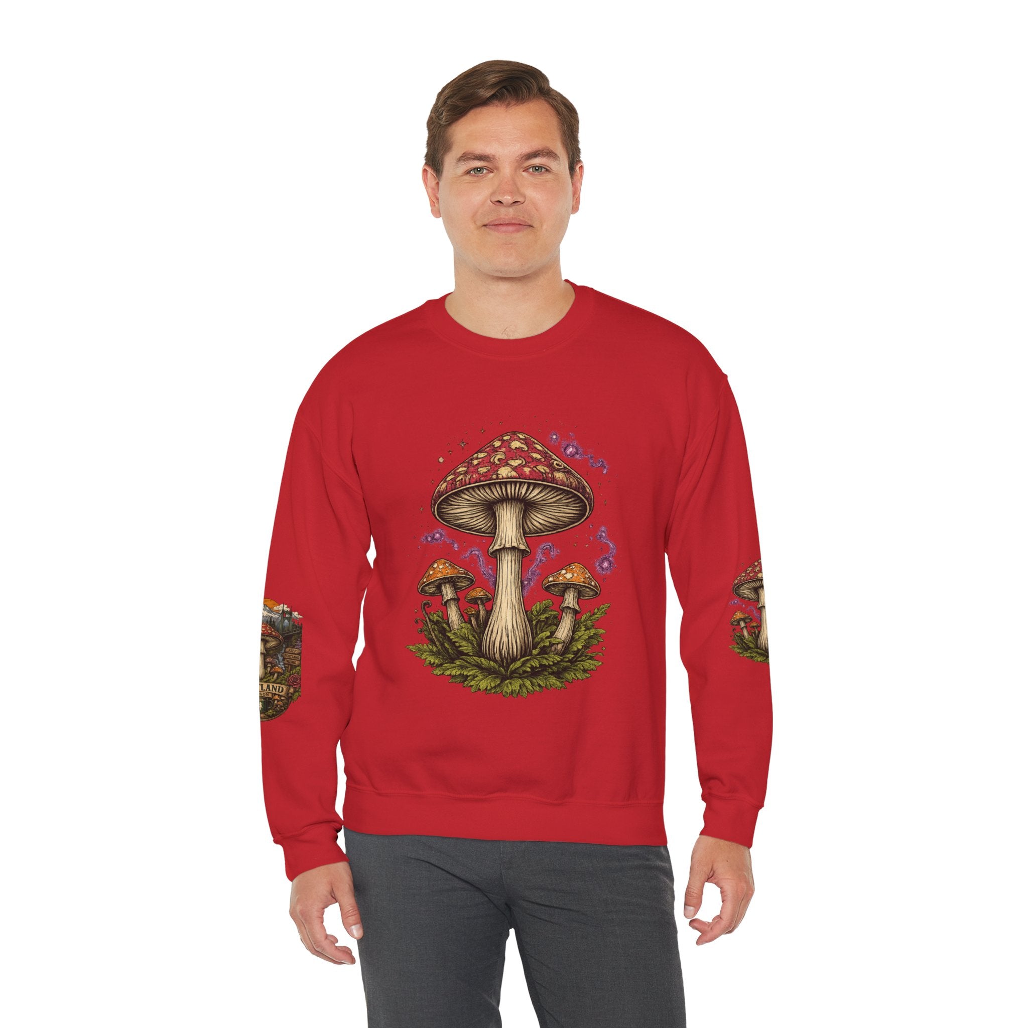 City: Portland Mushroom Crewneck Sweatshirt Vintage Psychedelic Fungi Graphic