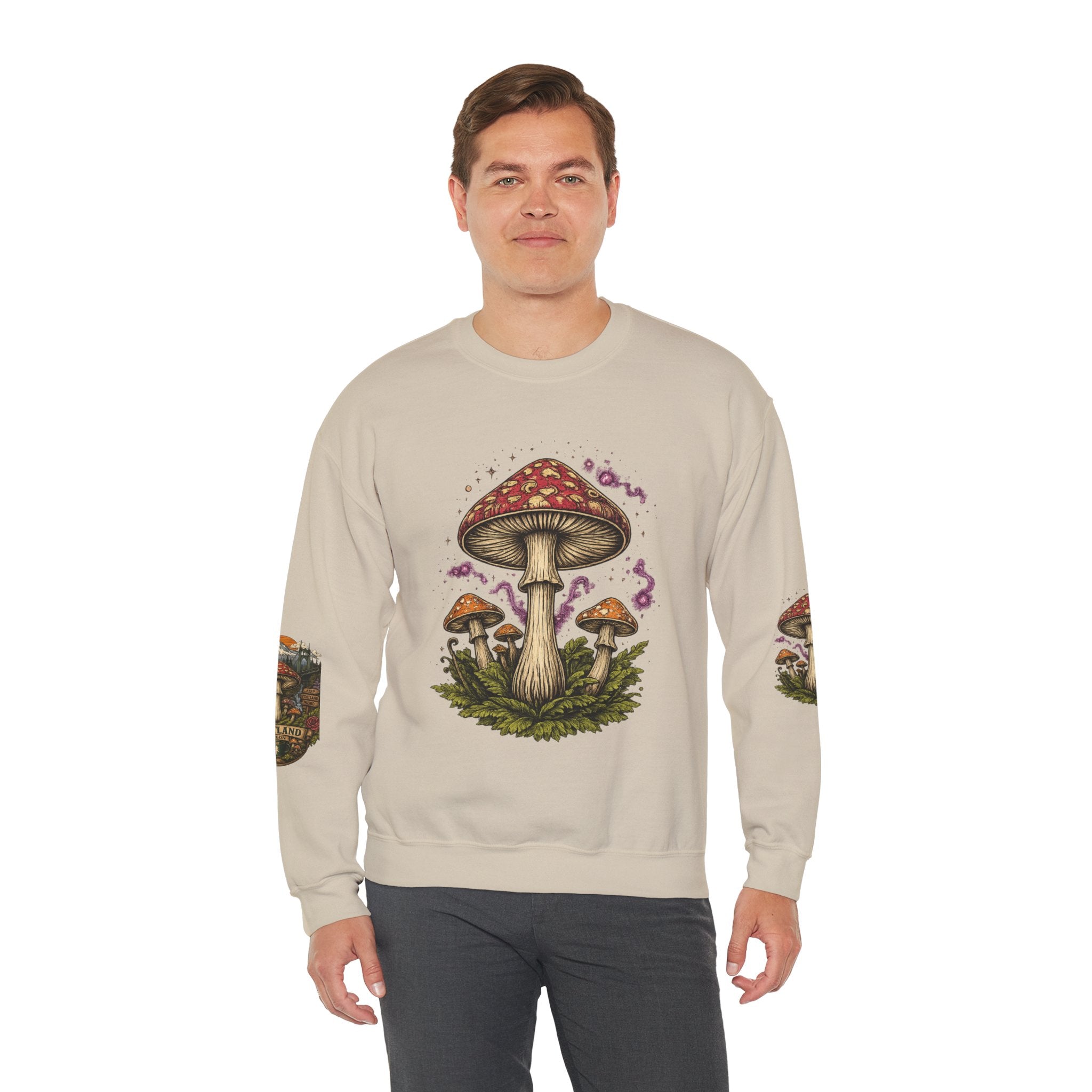 City: Portland Mushroom Crewneck Sweatshirt Vintage Psychedelic Fungi Graphic