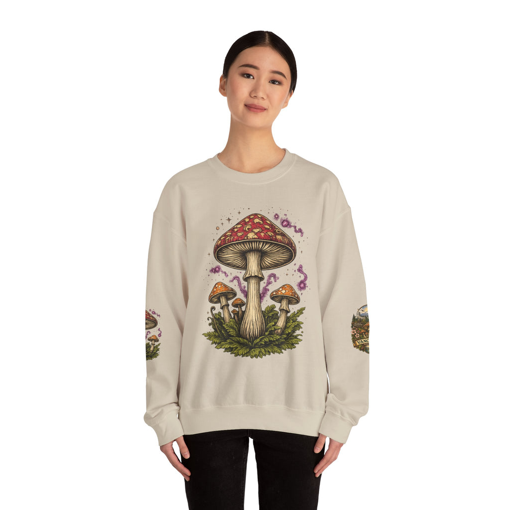 City:  Vancouver Crewneck Sweatshirt — Scenic Pacific Northwest Fungi Design