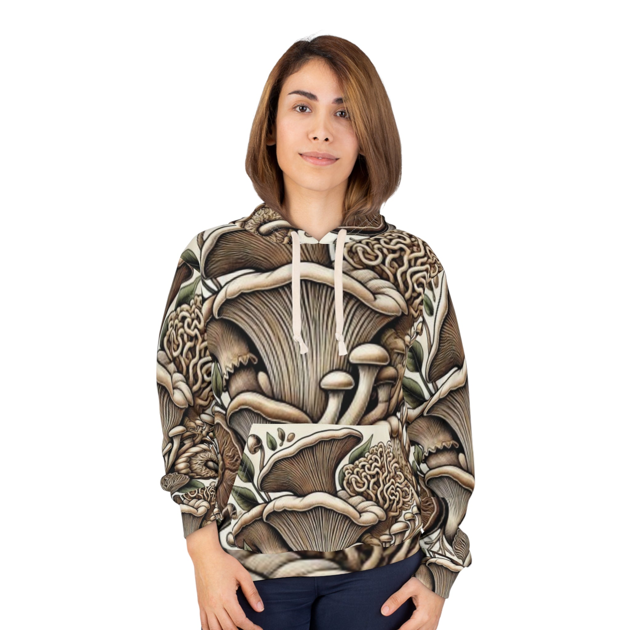 Vintage Floral Chest Patch Hoodie — Small Botanical Graphic Pullover