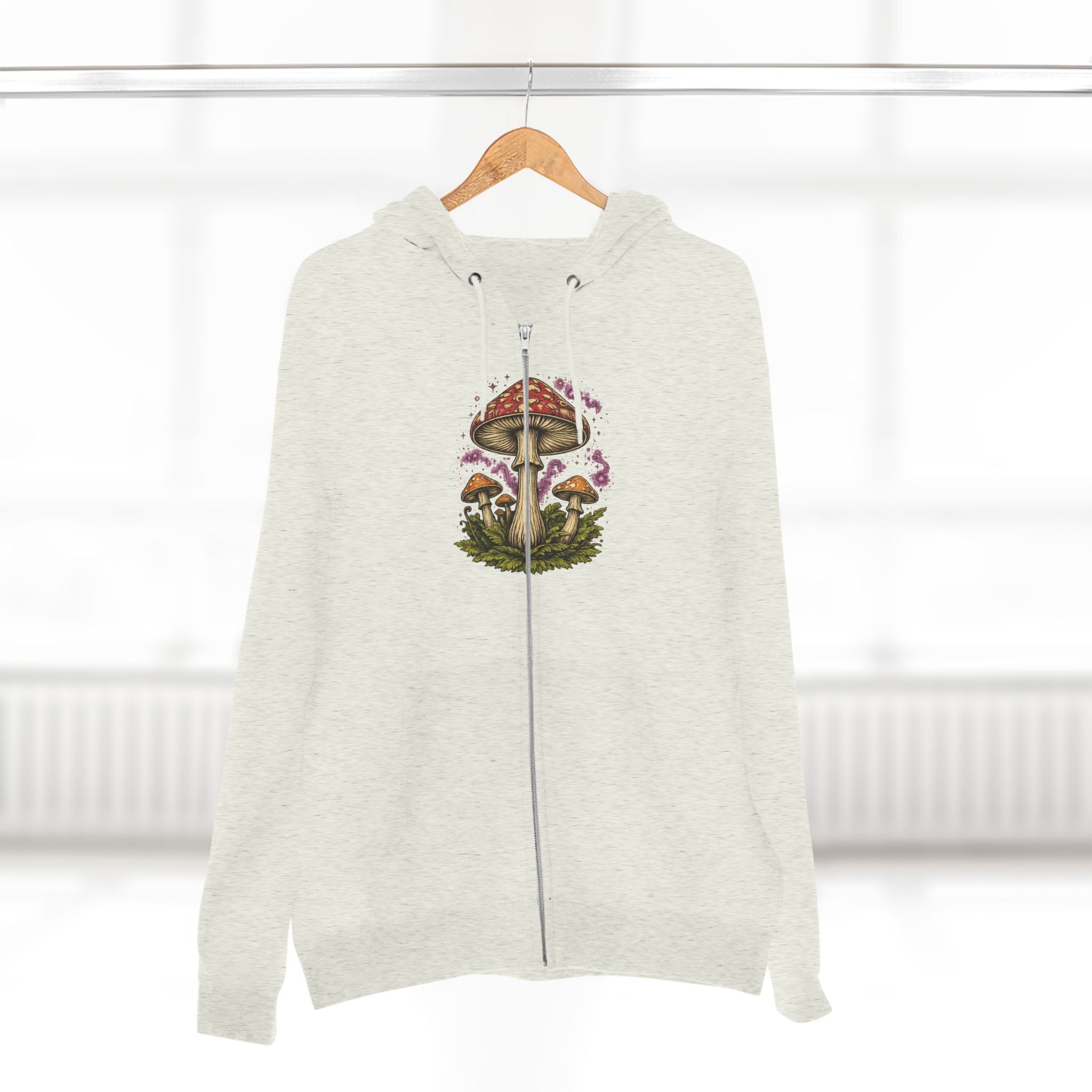 City: Portland Mushroom Zip Hoodie — Vintage Psychedelic Fungi Forest Jacket