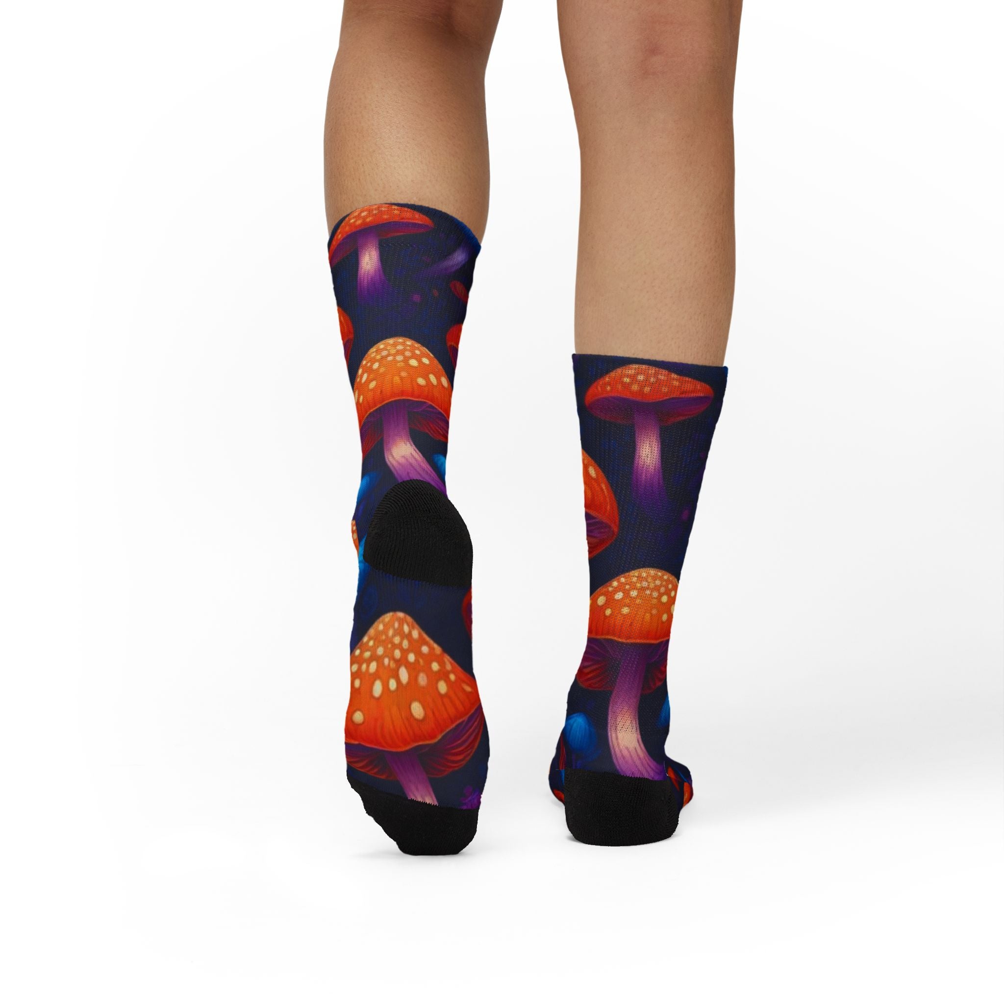Socks: Psychedelic Mushroom Art Socks — Vibrant Sublimation Crew Socks