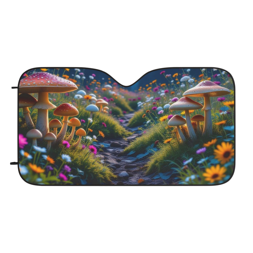 Whimsical Mushroom Meadow Car Sun Shade