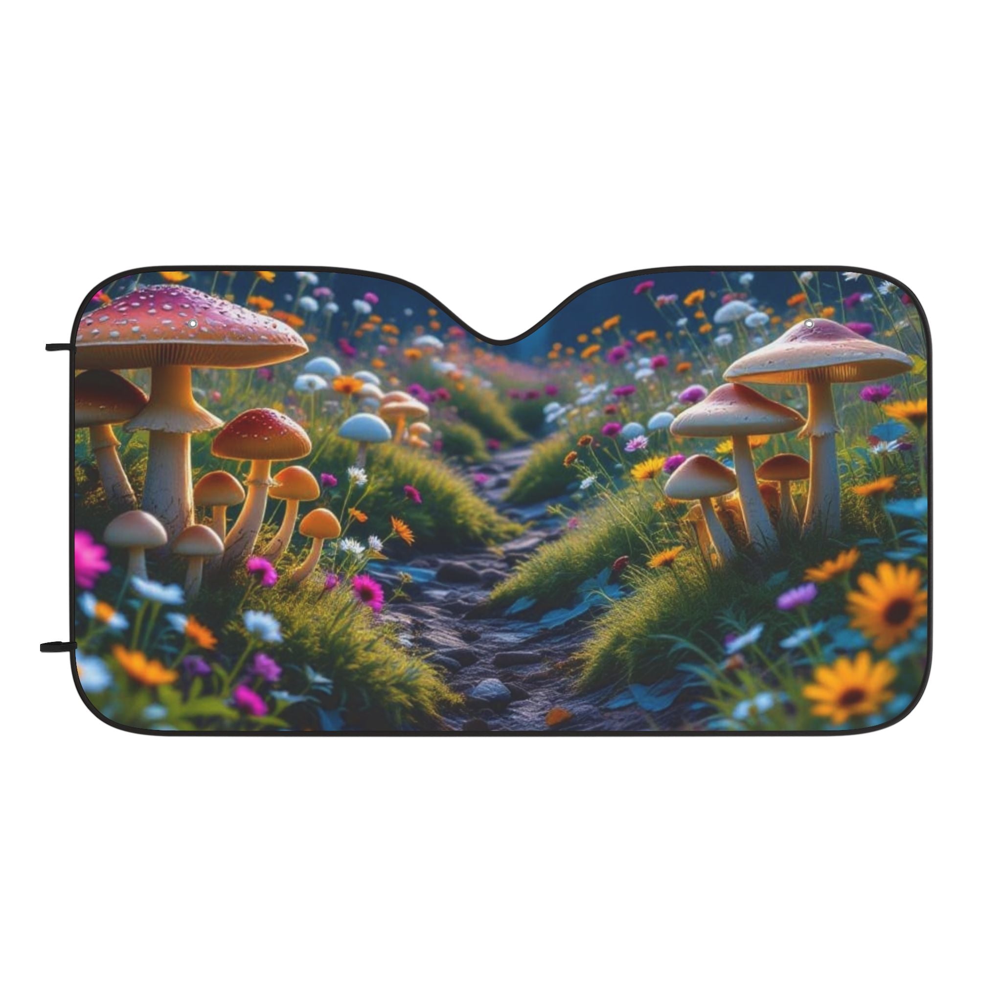 Whimsical Mushroom Meadow Car Sun Shade