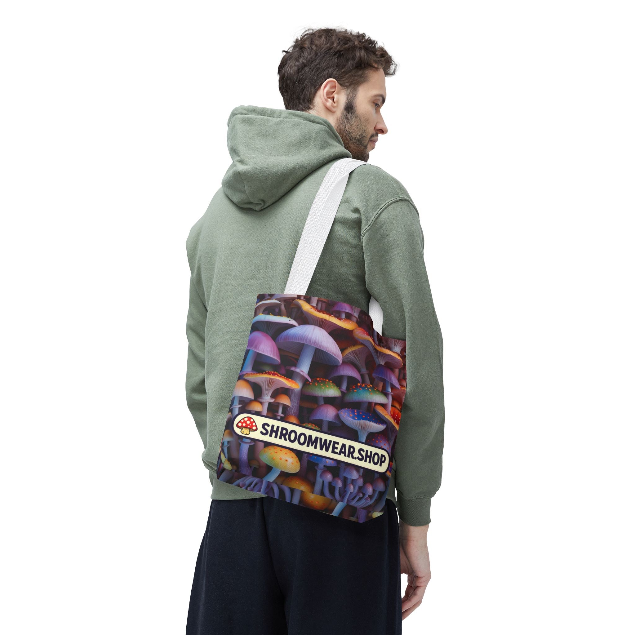 Tote Bag: Psychedelic Mushroom Tote Bag — Colorful Shroom Print Tote