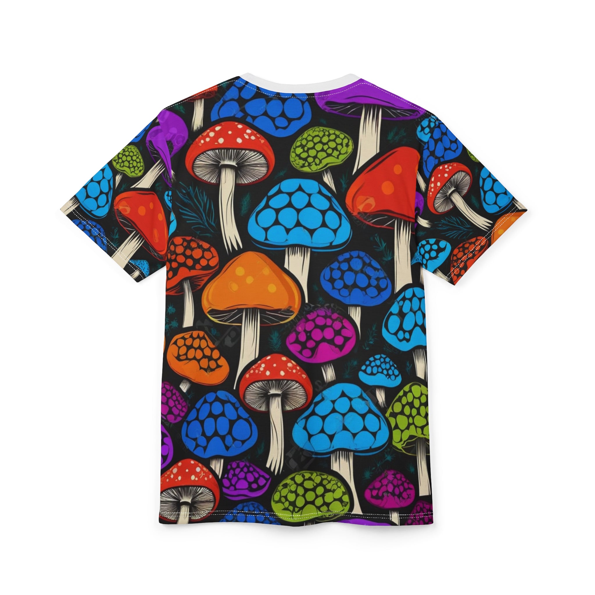 Psychedelic Mushroom All-Over Print Tee — Colorful Trippy Fungi Graphic Shirt