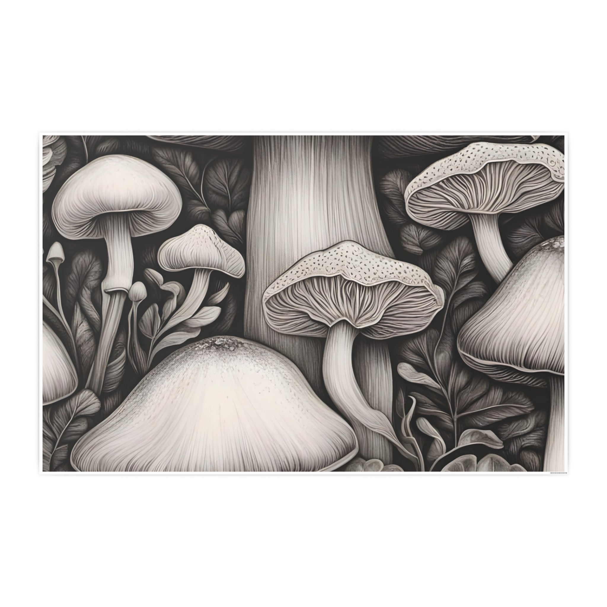 Poster: Mushroom Illustration Poster — Botanical Fungi Art Print