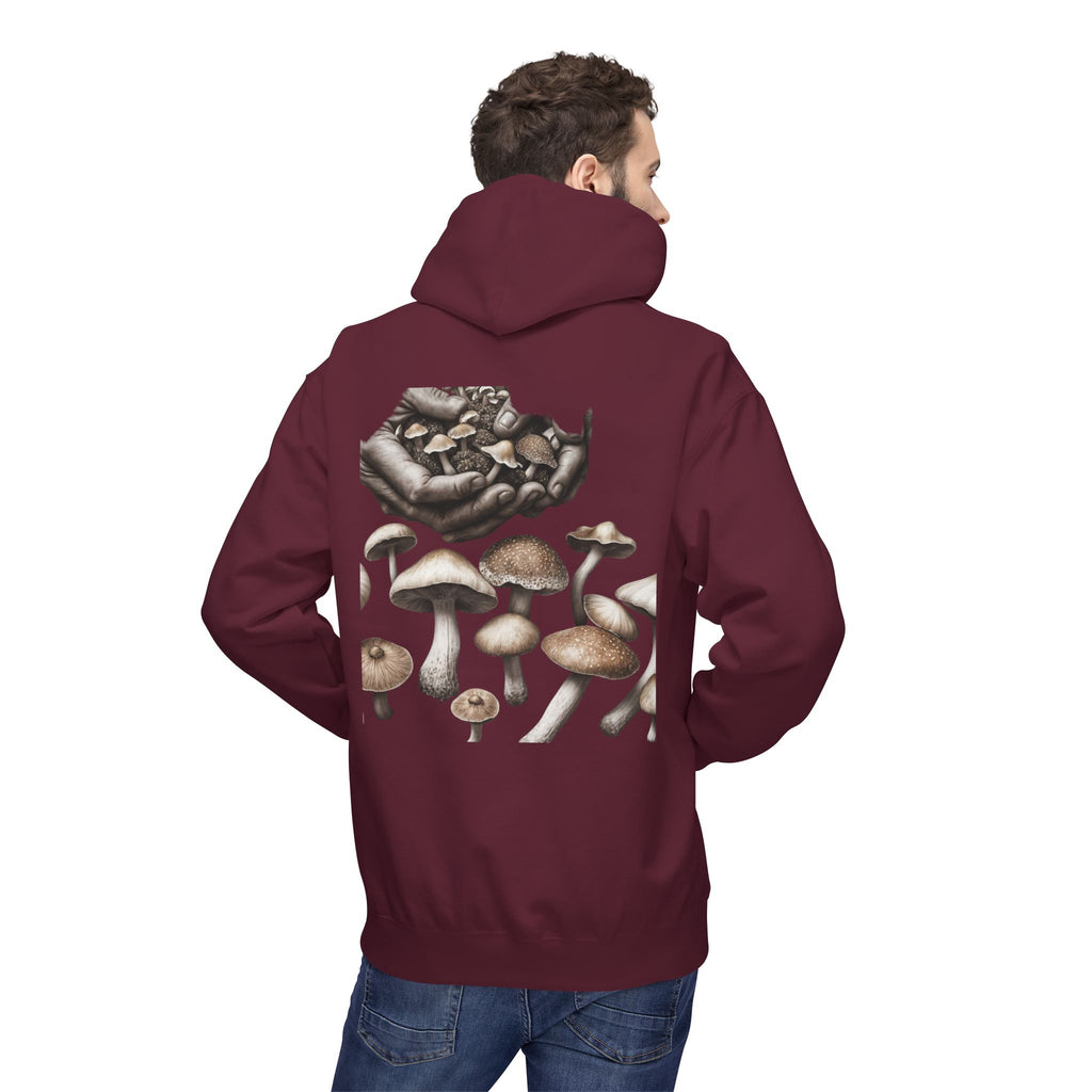 Mushroom Art Hoodie — Botanical Foraging Graphic Pullover