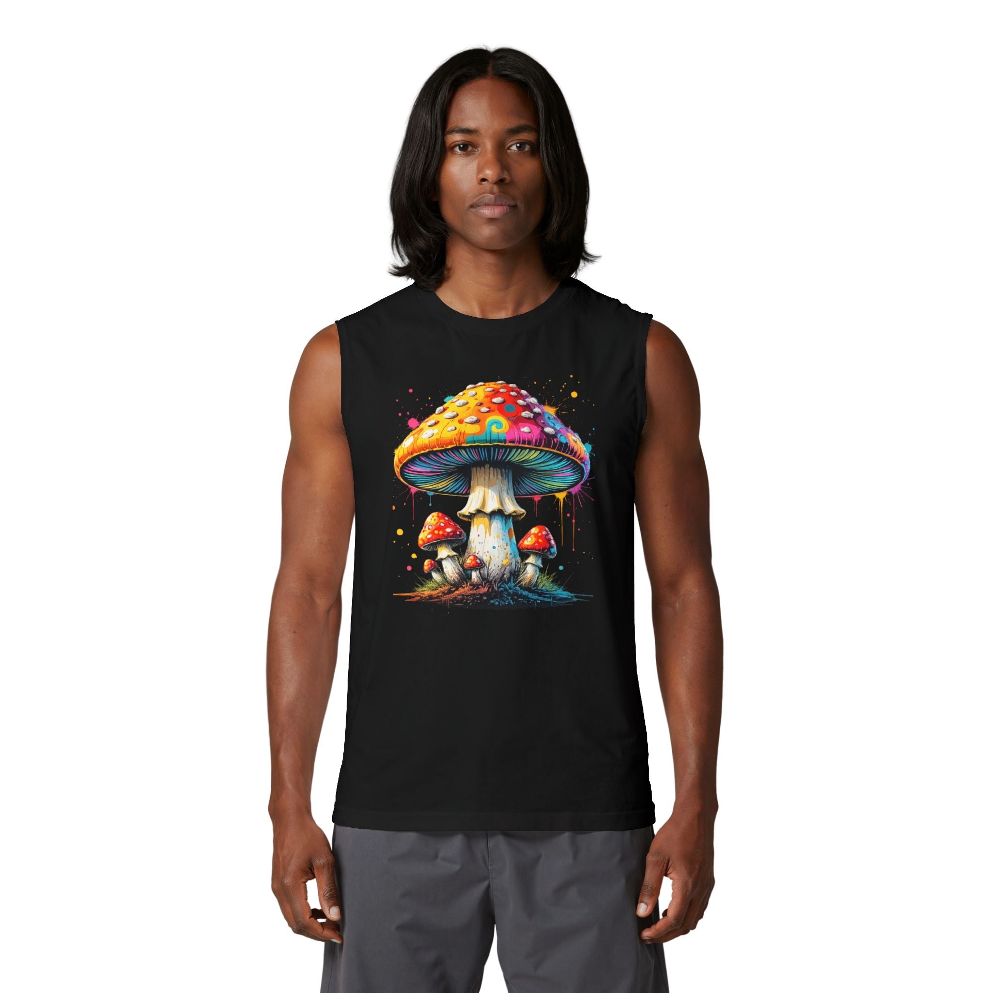 City: Vancouver Mushroom Tank Top — Colorful Psychedelic Fungi Graphic Muscle Tee