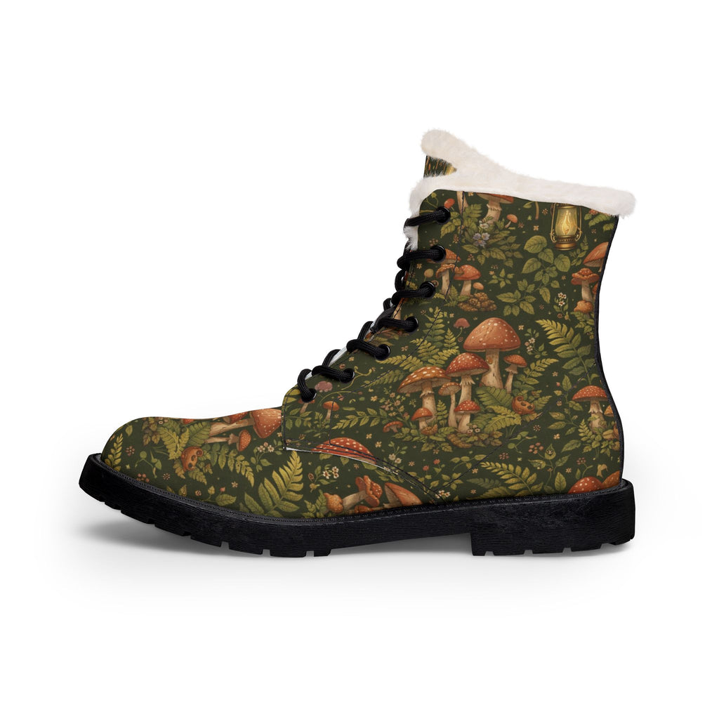 Mushroom Forest Fur-Lined Leather Boots — Men's Winter Hiking Boots