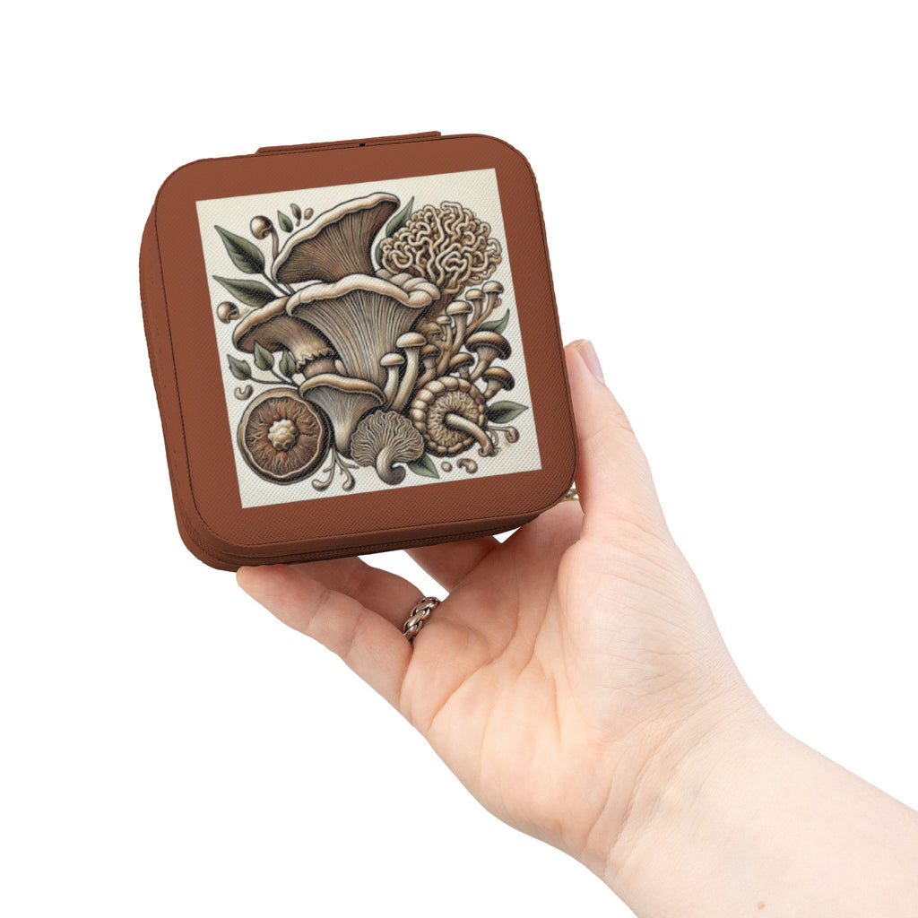 Mushroom Garden Jewelry Travel Case – Compact Velvet-Lined Organizer