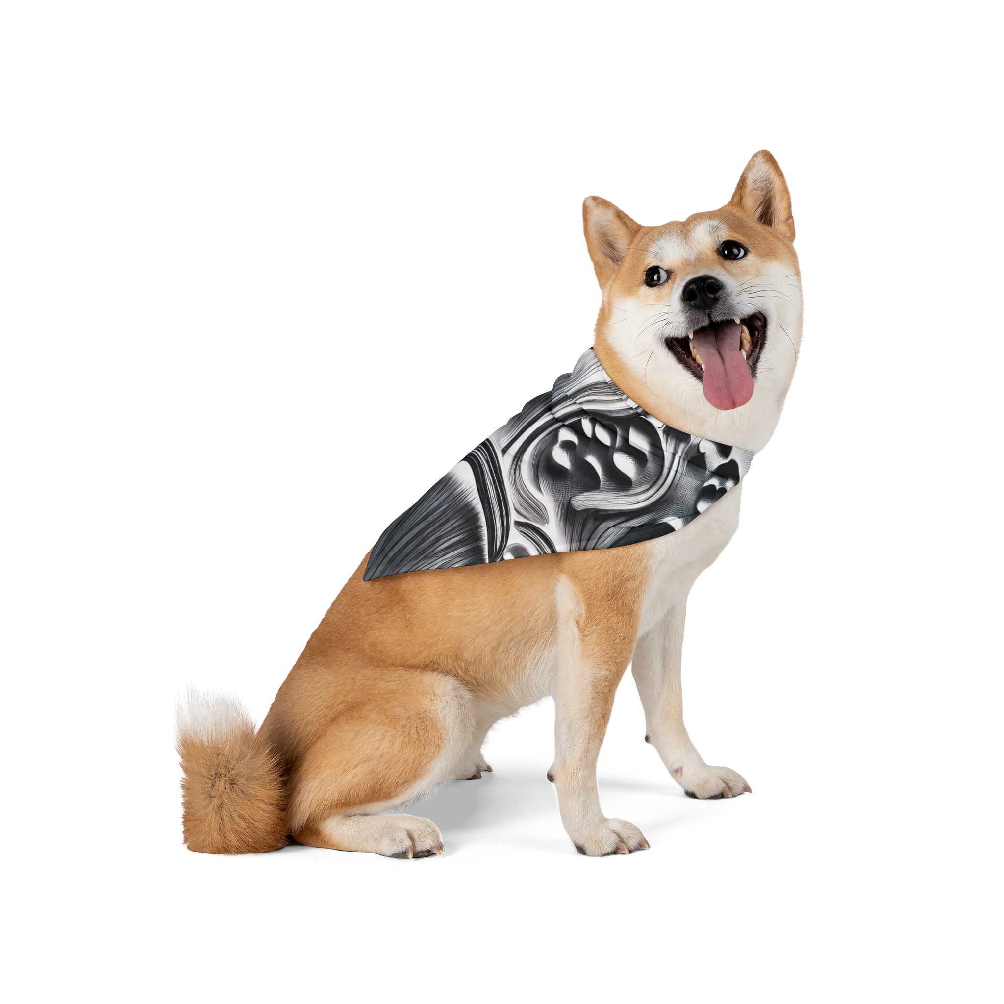 Pet Bandana: Silver Floral Pet Bandana — Metallic Floral Pattern Dog & Cat Accessory