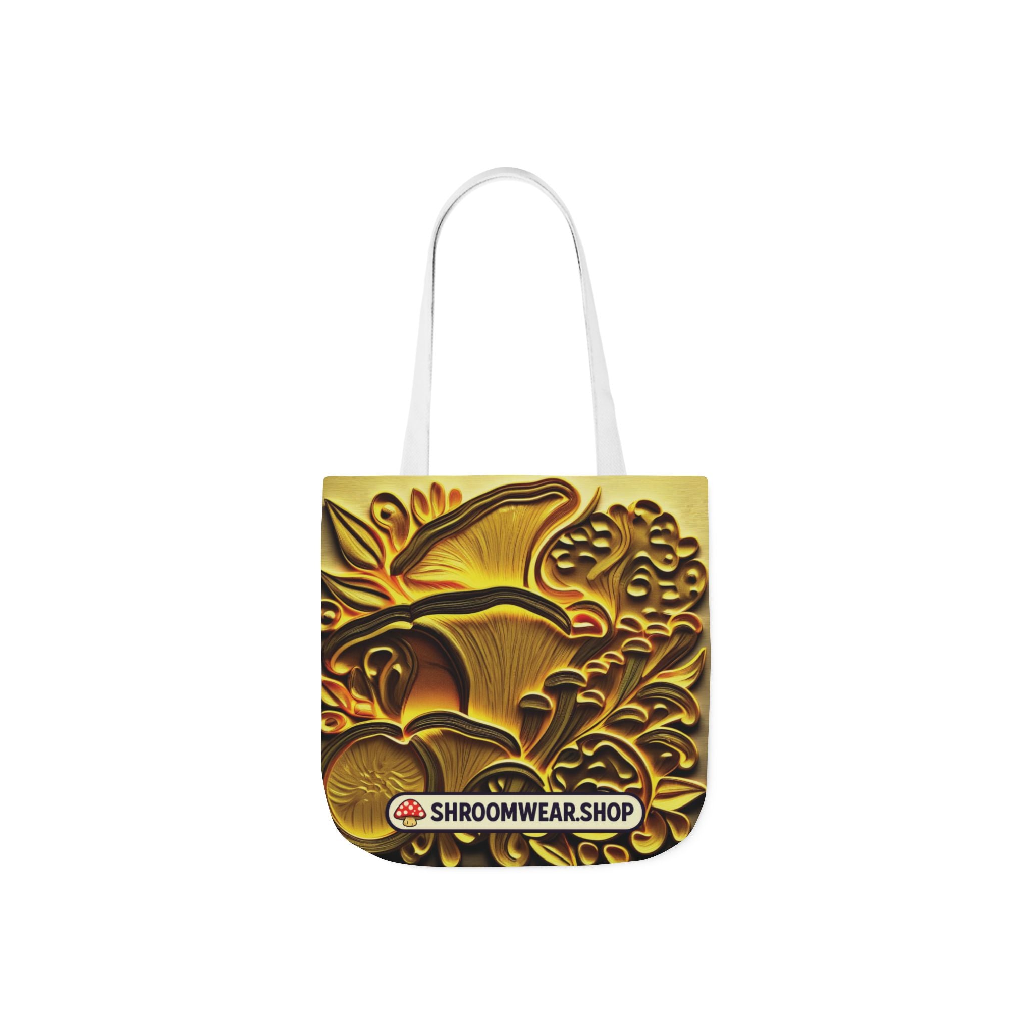 Tote Bag : Golden Mushroom Canvas Tote Bag — Psychedelic Fungi Art Tote