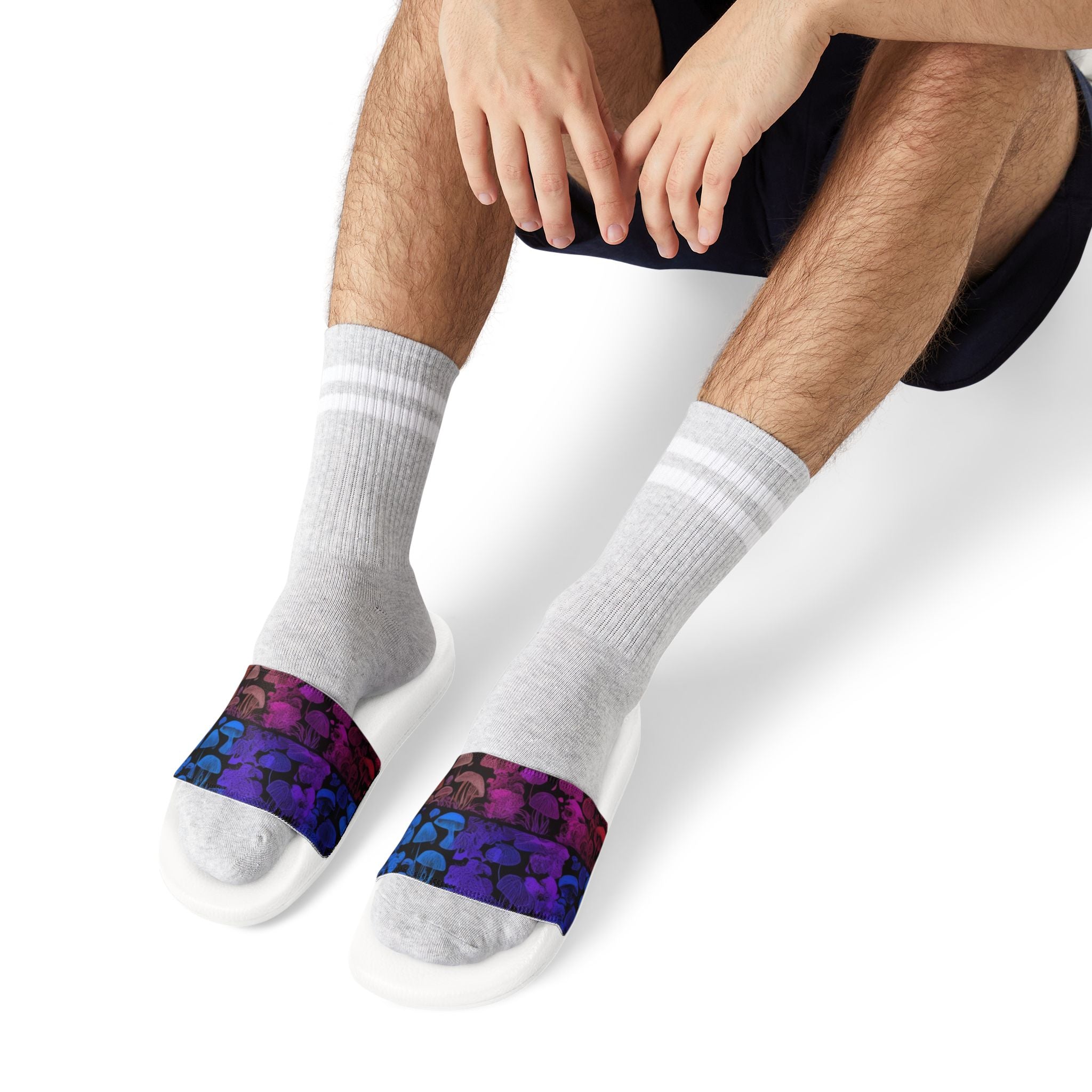 Men's Slide Sandals — Colorful Gradient Skull Pattern Removable-Strap Slides