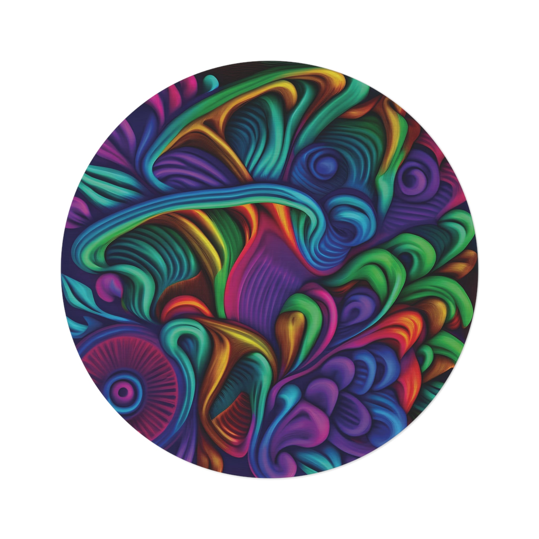 Psychedelic Floral Round Rug