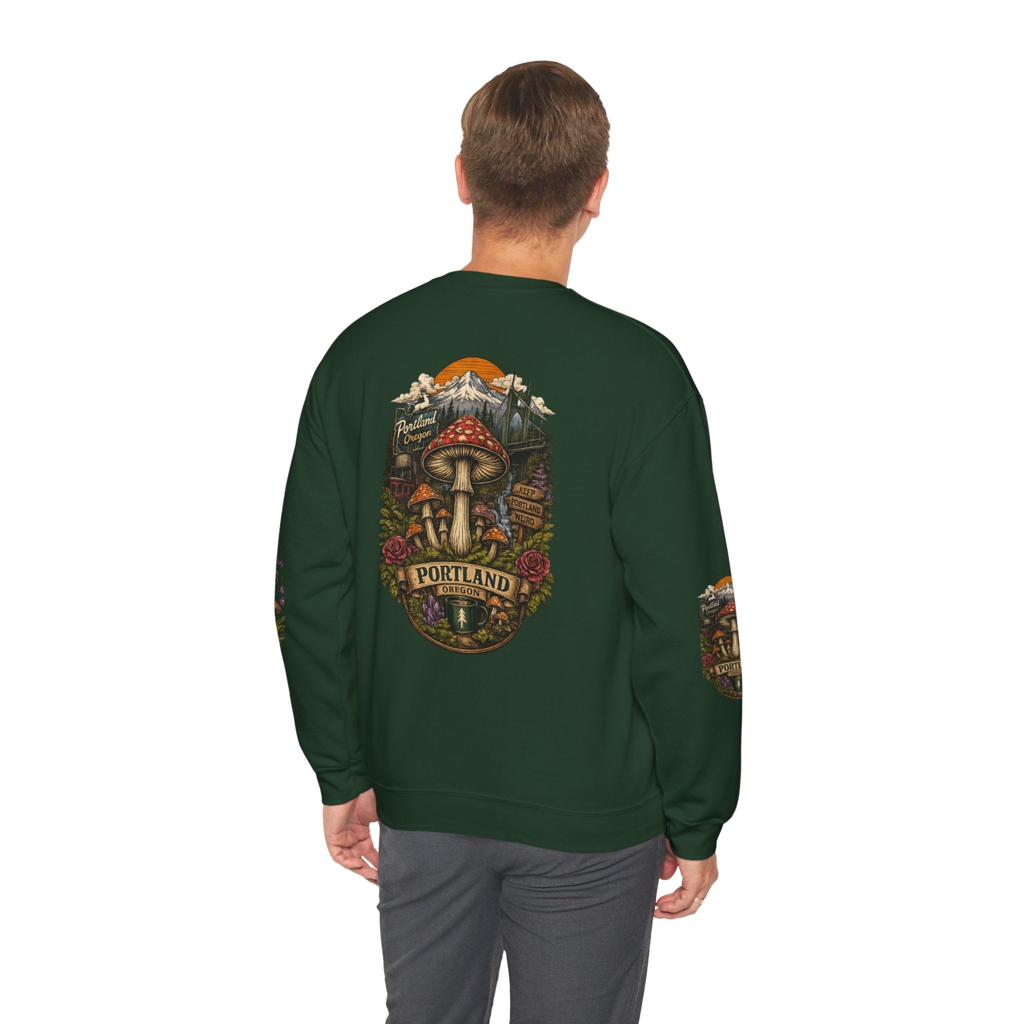 Mushroom Crewneck Sweatshirt — Portland Vintage Psychedelic Fungi Graphic