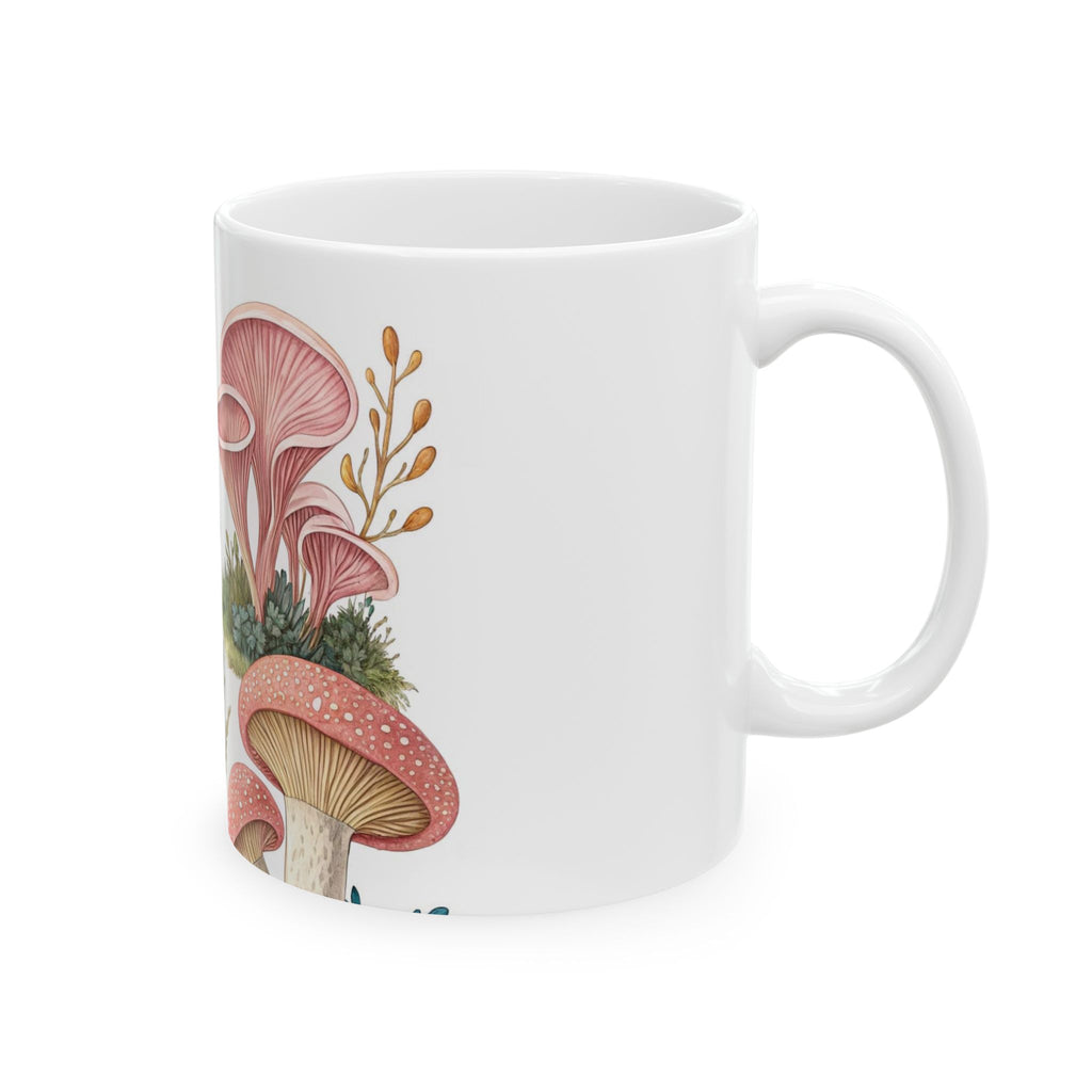 Mug: Mushroom Garden Ceramic Mug — Illustrated Wild Fungi Coffee Cup (11oz/15oz)