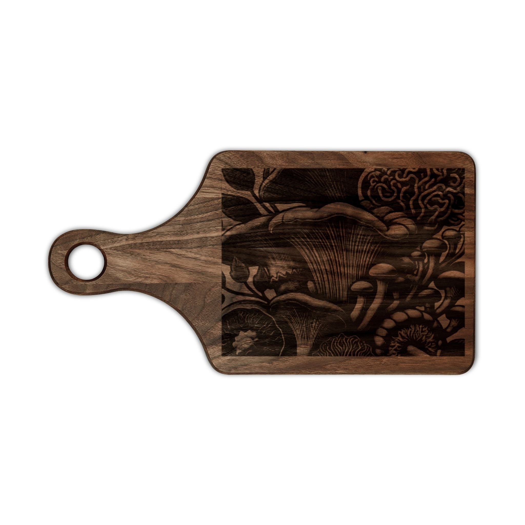 Engraved Mushroom Forest Wooden Cutting Board — Decorative Serving & Prep Board