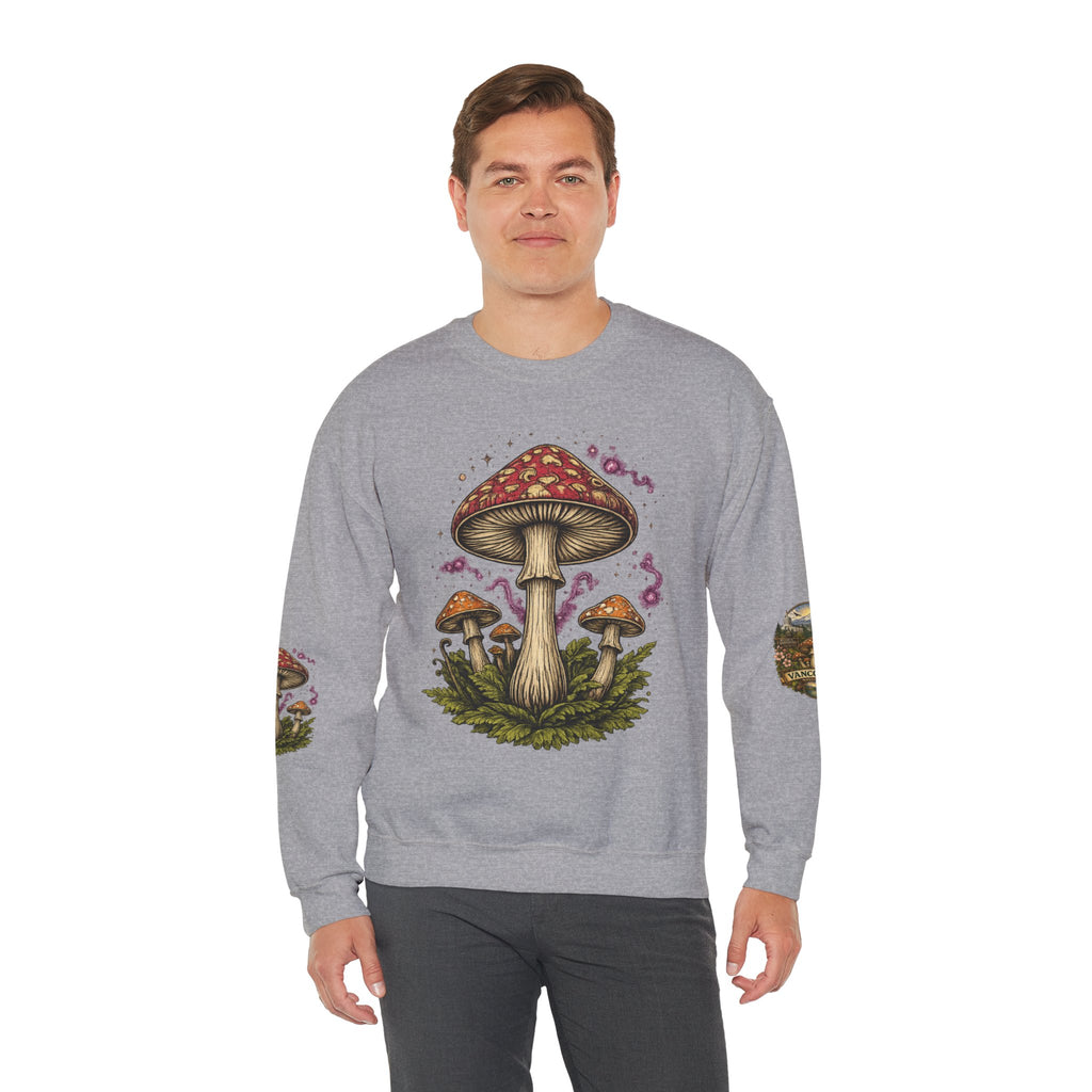 City:  Vancouver Crewneck Sweatshirt — Scenic Pacific Northwest Fungi Design