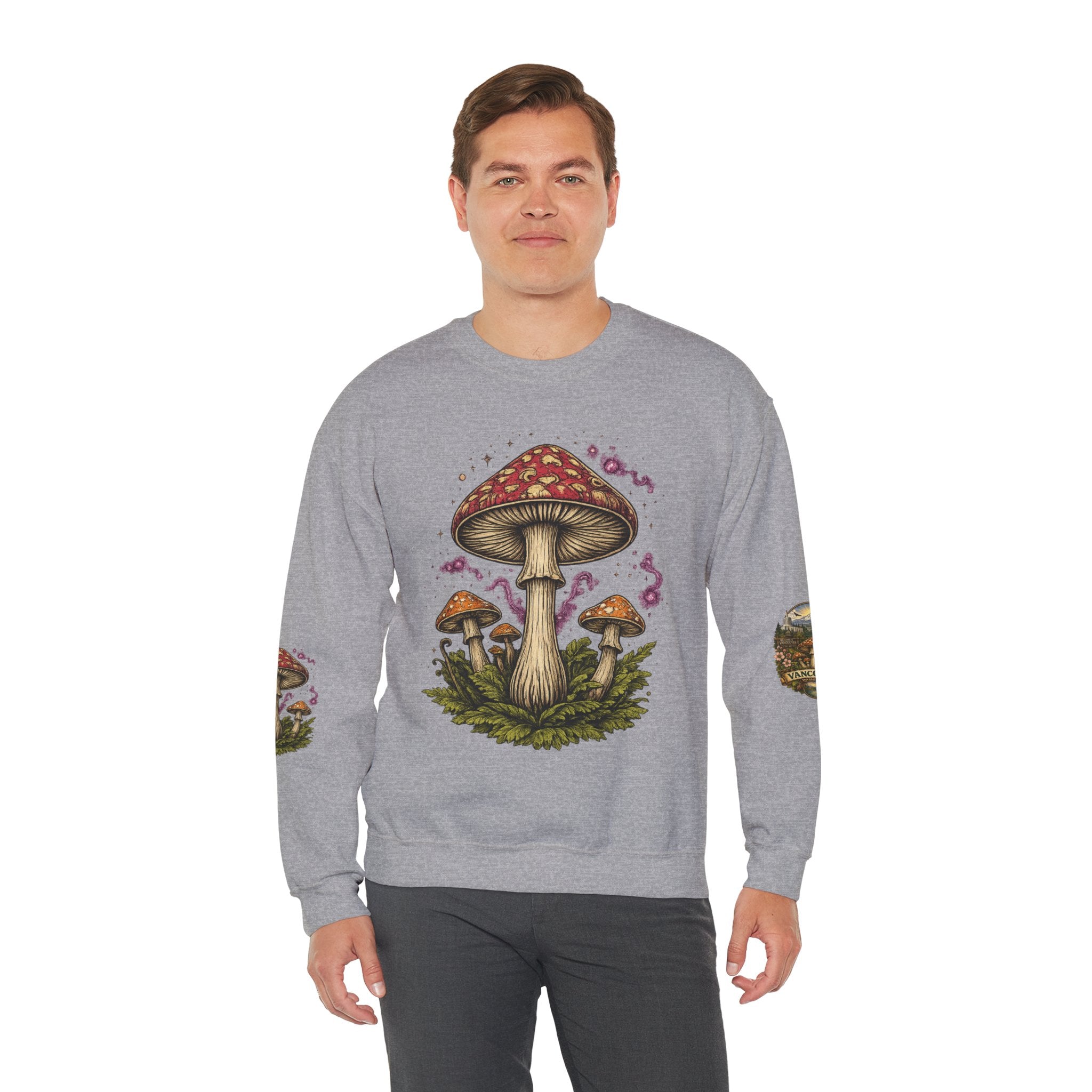City:  Vancouver Crewneck Sweatshirt — Scenic Pacific Northwest Fungi Design