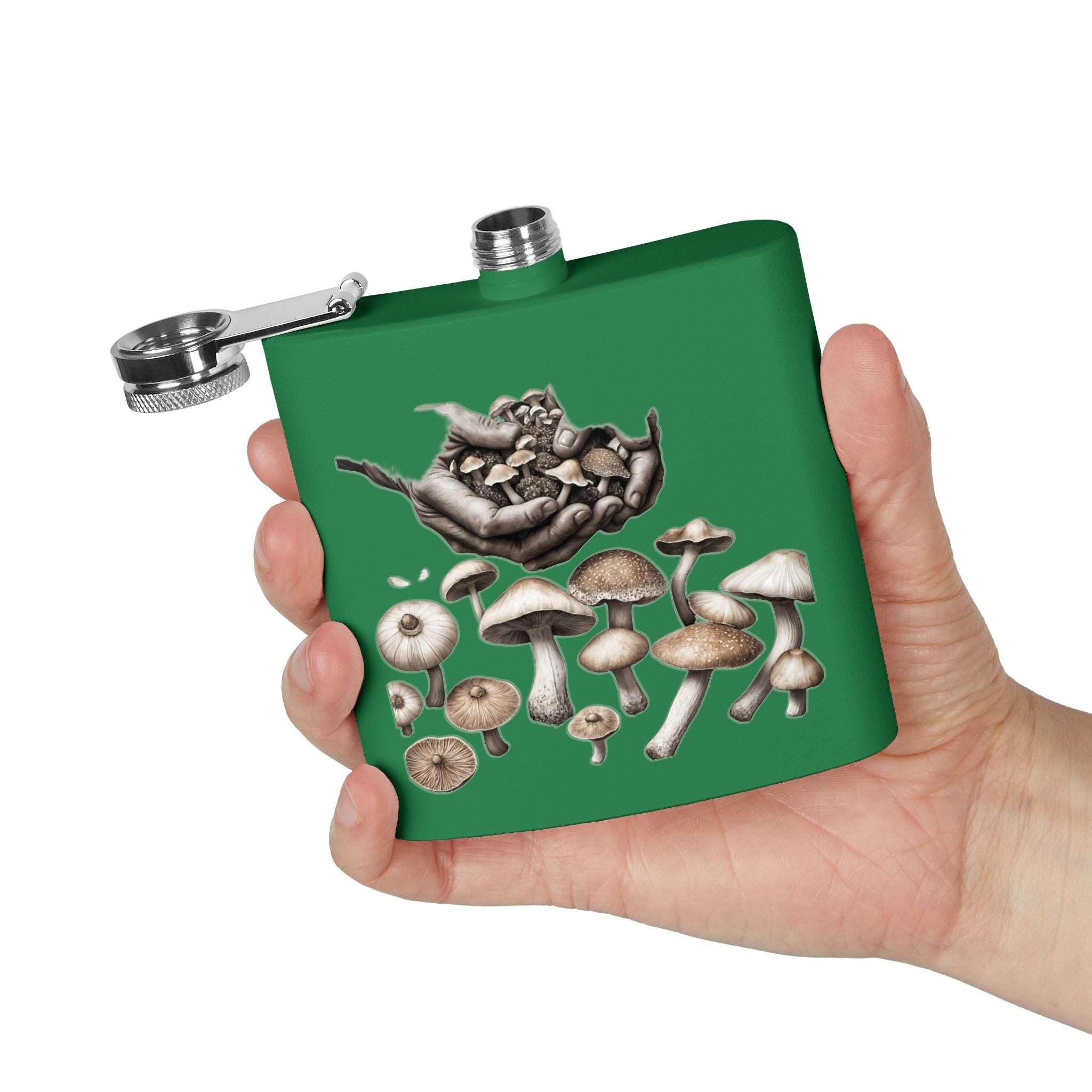 Hands of the Harvest Flask – Hold the Magic of Nature Stainless Steel Flask, 6oz