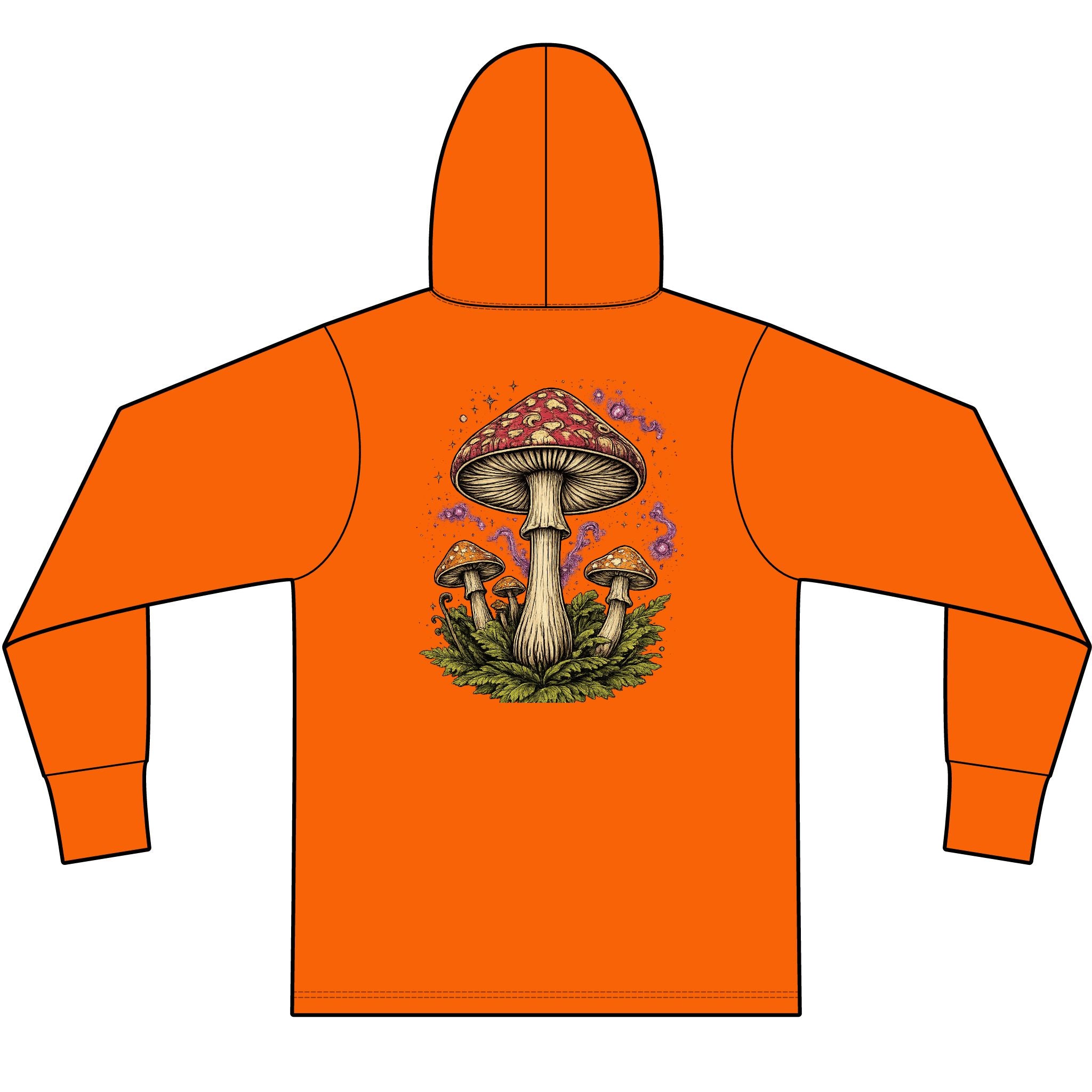Hoodie: Mushroom Globe Hoodie — Nature Illustration Hooded Long Sleeve Tee