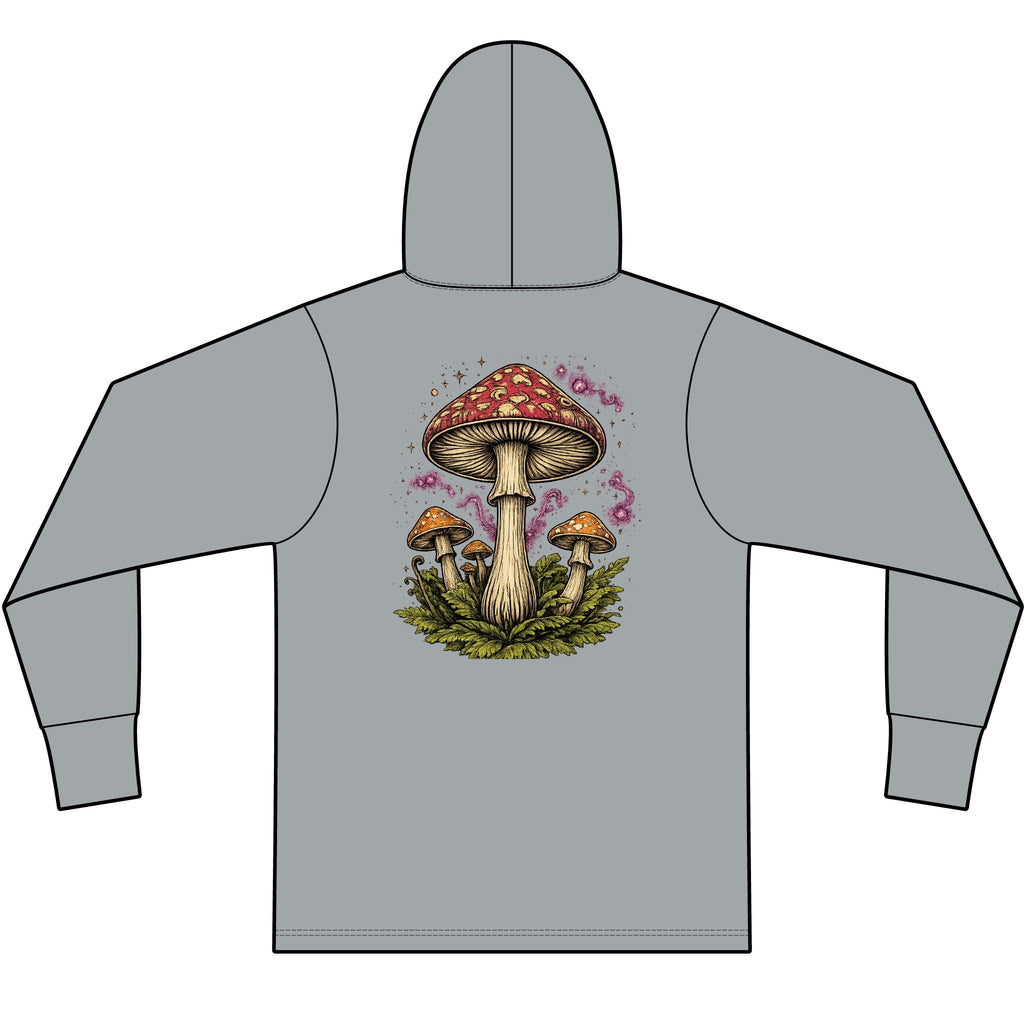 Hoodie: Mushroom Globe Hoodie — Nature Illustration Hooded Long Sleeve Tee