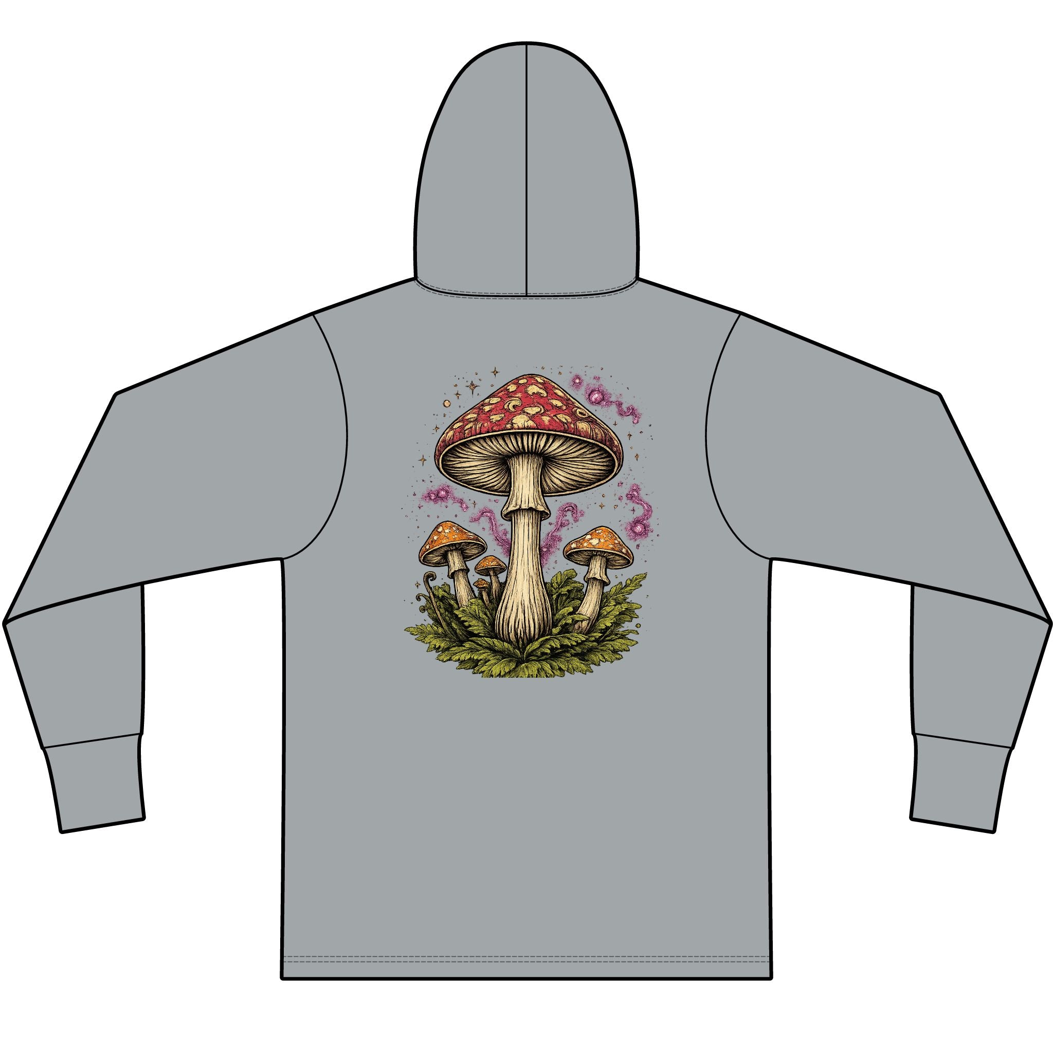 Hoodie: Mushroom Globe Hoodie — Nature Illustration Hooded Long Sleeve Tee