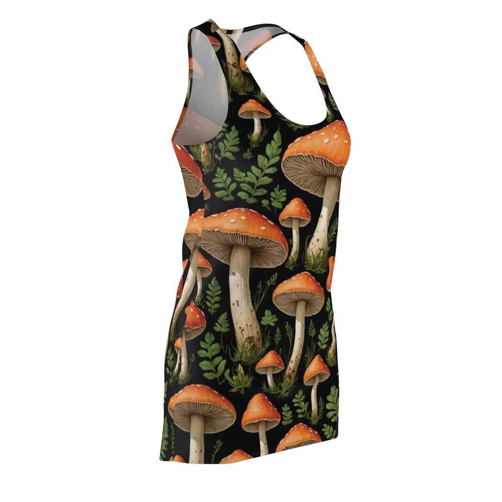 Mushroom Pattern Racerback Dress — Botanical Orange Toadstool AOP
