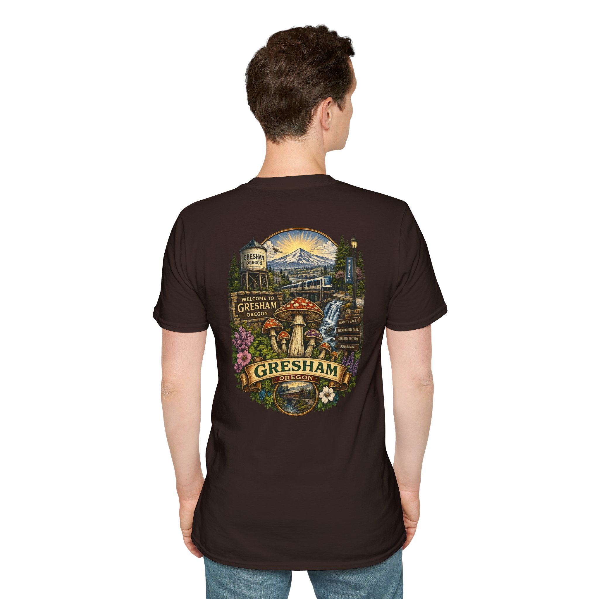 City: Gresham Psychedelic Mushroom Graphic T-Shirt — Red Amanita Illustration