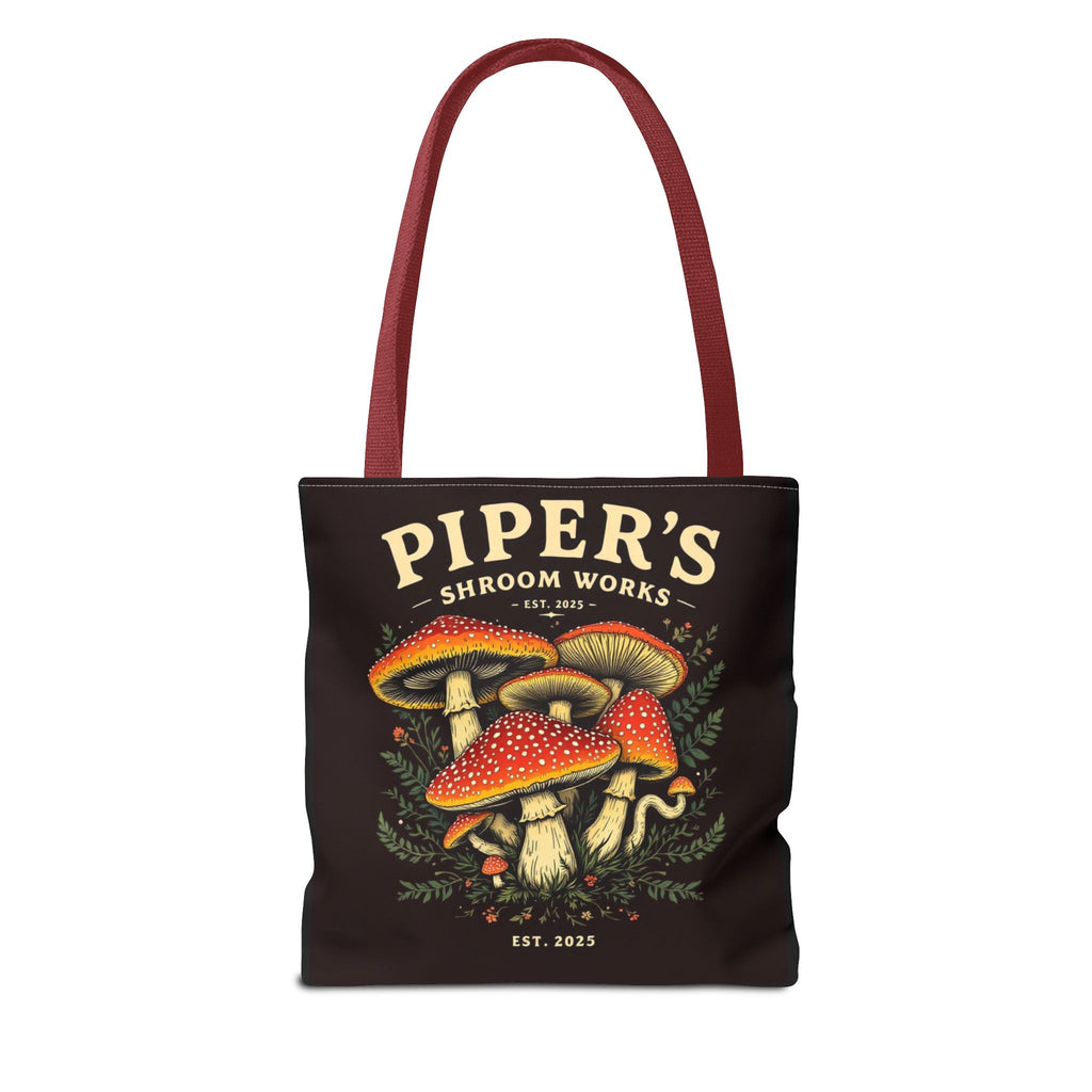 Mushroom Tote Bag — "Piper's Shroom Works" Vintage Fungi Market Shopper