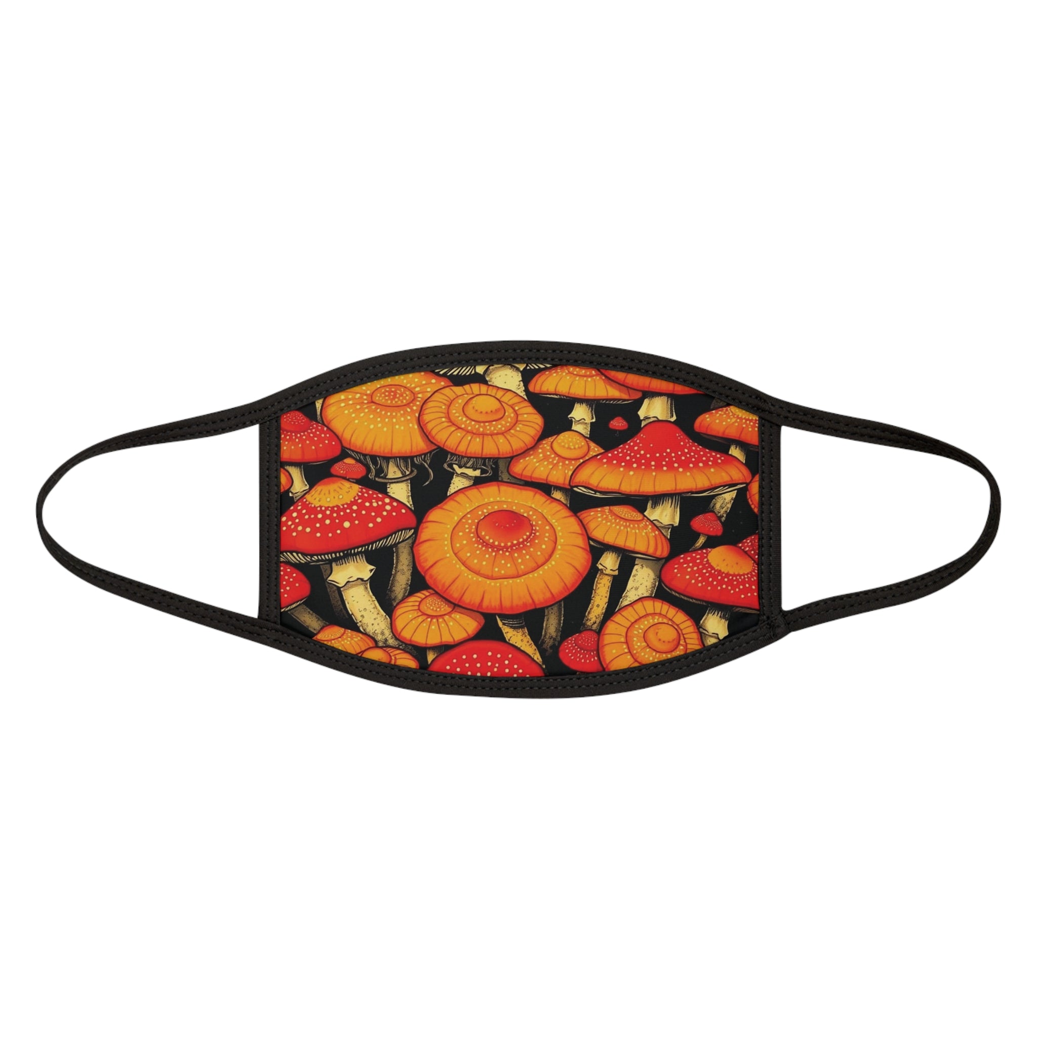 Face Mask: Mushroom Print Face Mask — Vibrant Orange Fungi Pattern