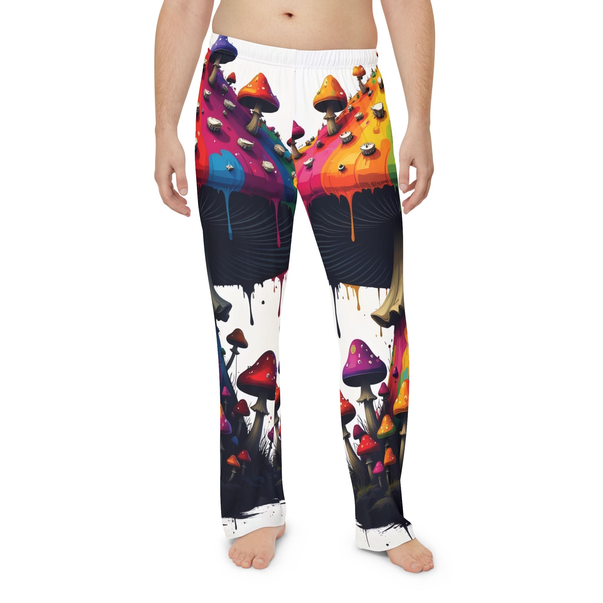 Pajama Pants - Psychedelic Rainbow Mushroom All-Over Print Lounge Pants