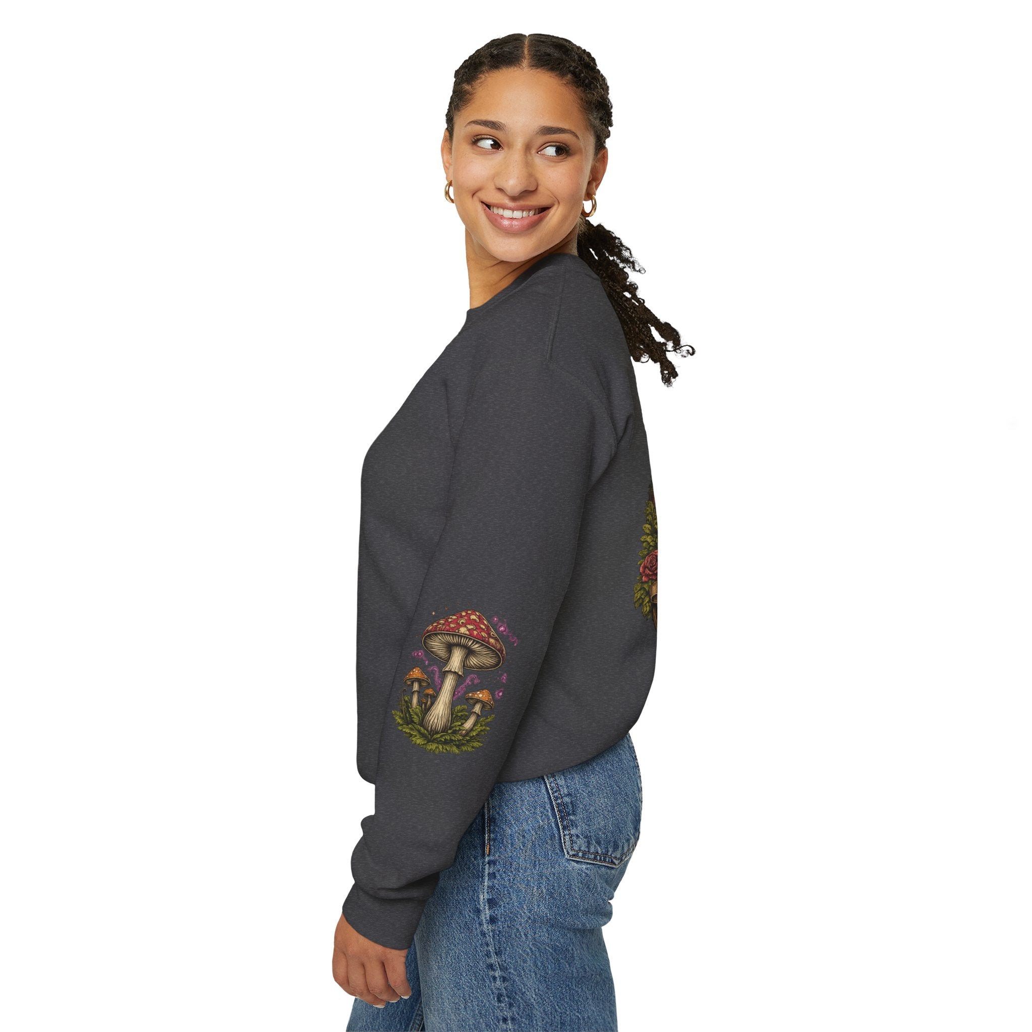 City: Portland Mushroom Crewneck Sweatshirt Vintage Psychedelic Fungi Graphic