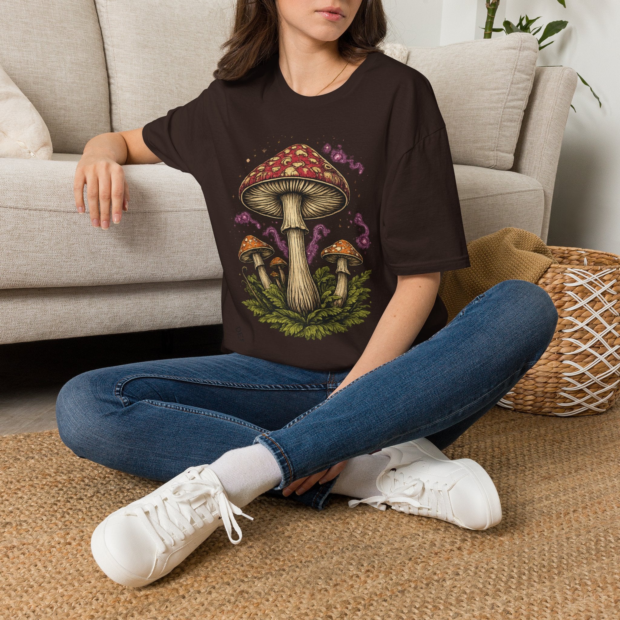 Mushroom Illustration T-Shirt – Vintage Red Toadstool Graphic