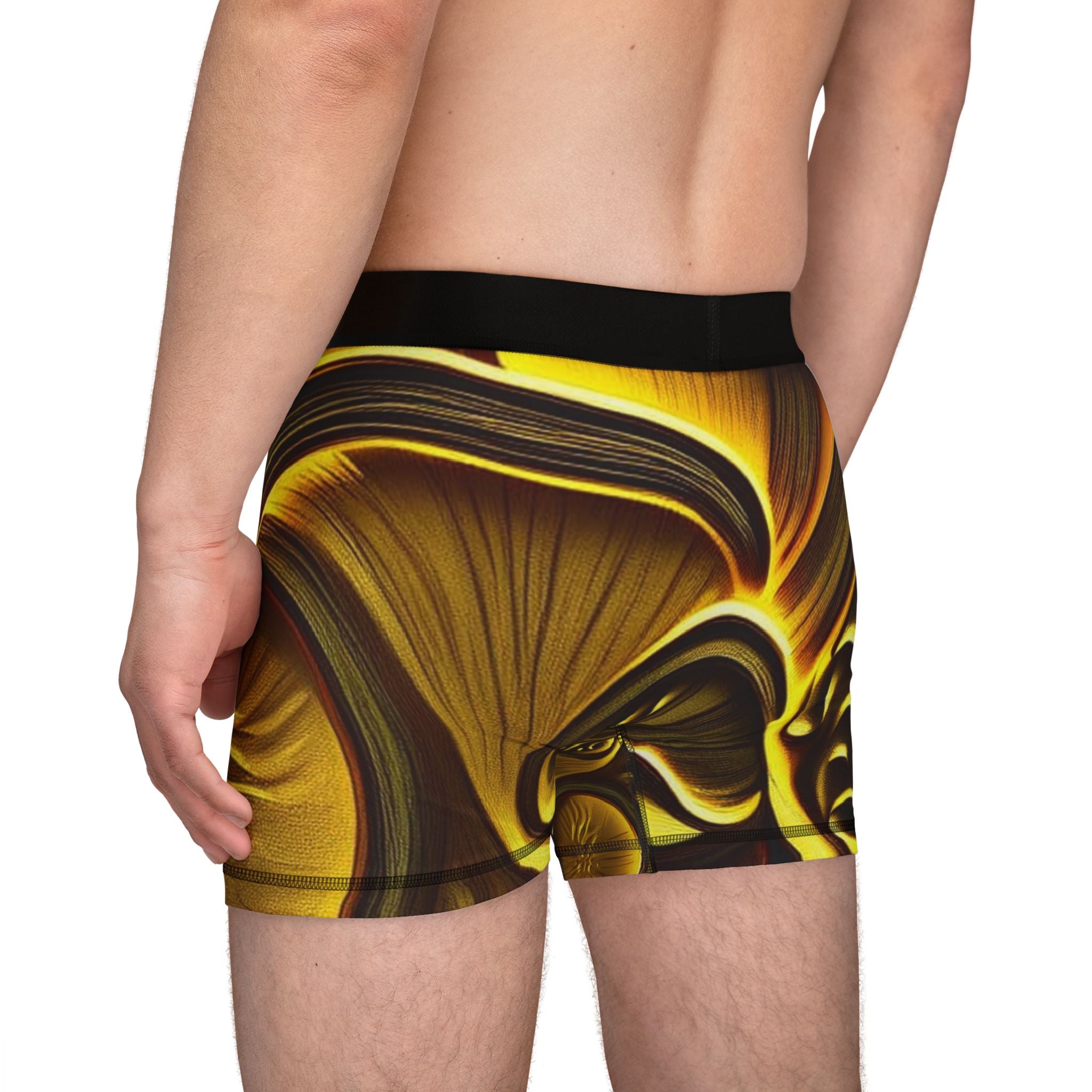 Bóxers para hombre con espirales dorados abstractos - Estampado metálico lujoso en toda la prenda