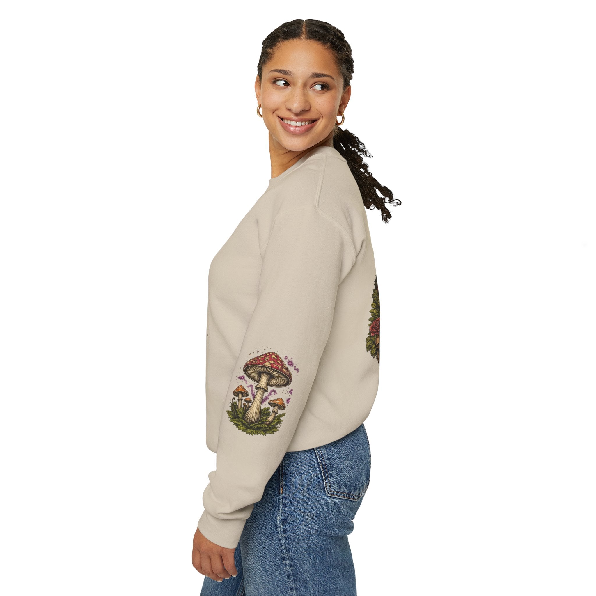 Mushroom Crewneck Sweatshirt — Portland Vintage Psychedelic Fungi Graphic