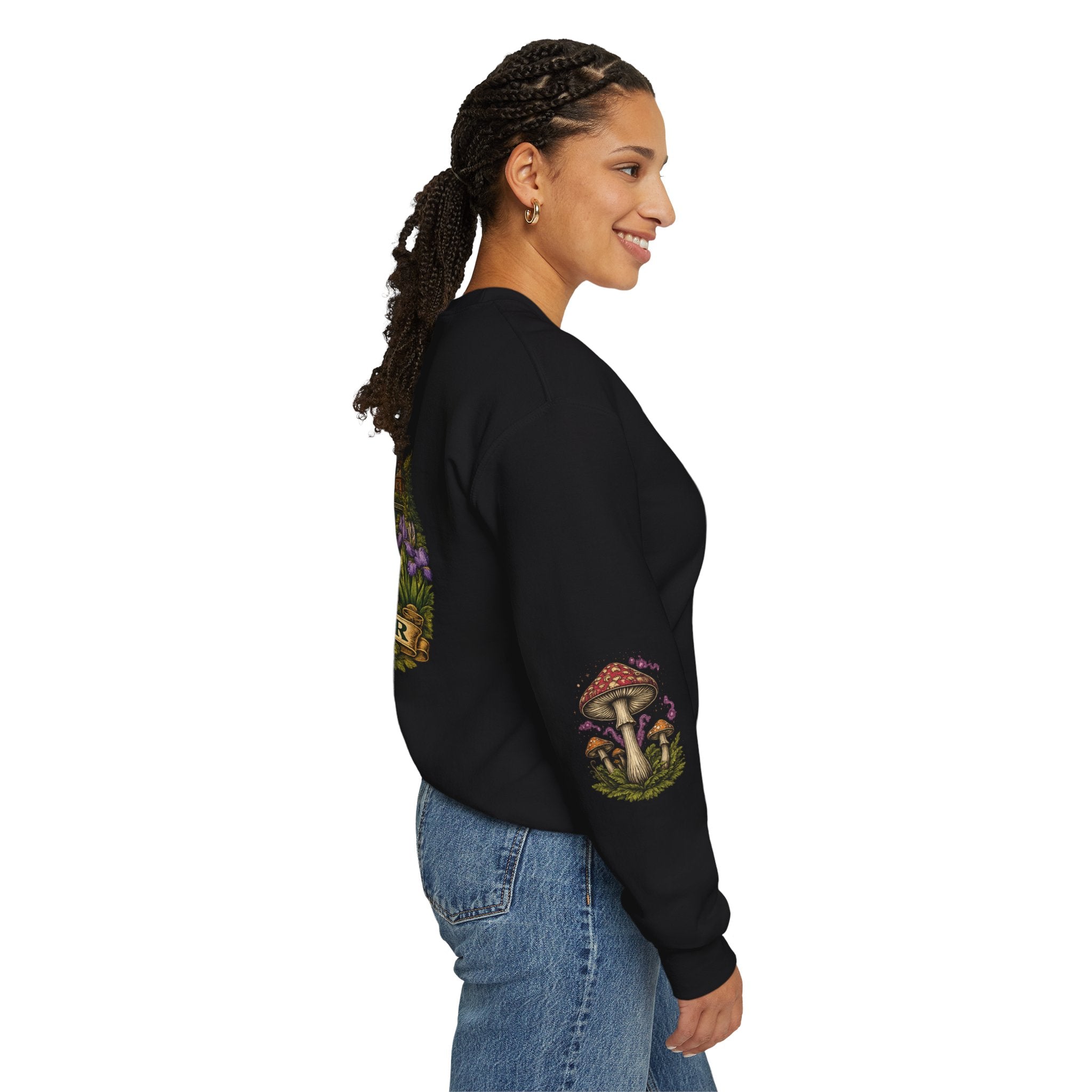 City:  Vancouver Crewneck Sweatshirt — Scenic Pacific Northwest Fungi Design