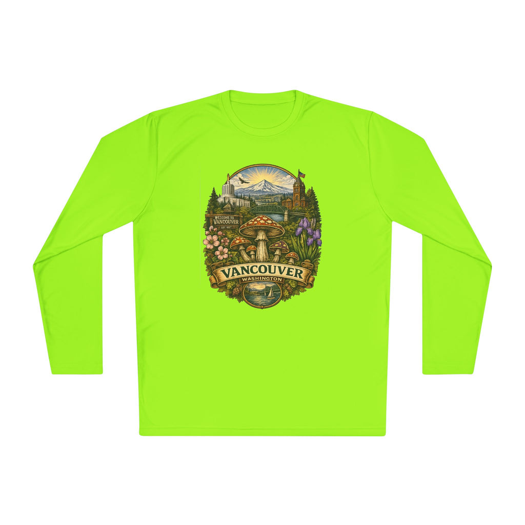 Vancouver Nature Long Sleeve Tee — Scenic Mountains & Mushroom Art