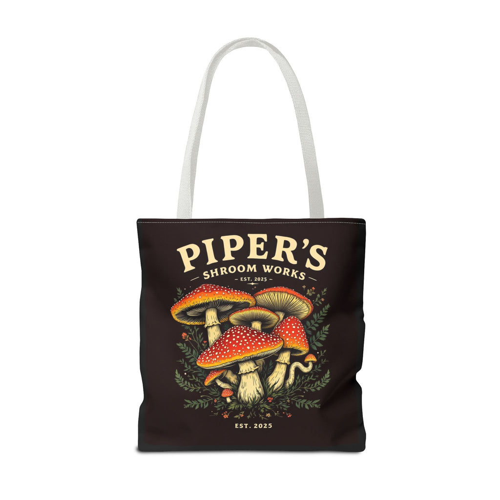 Mushroom Tote Bag — "Piper's Shroom Works" Vintage Fungi Market Shopper
