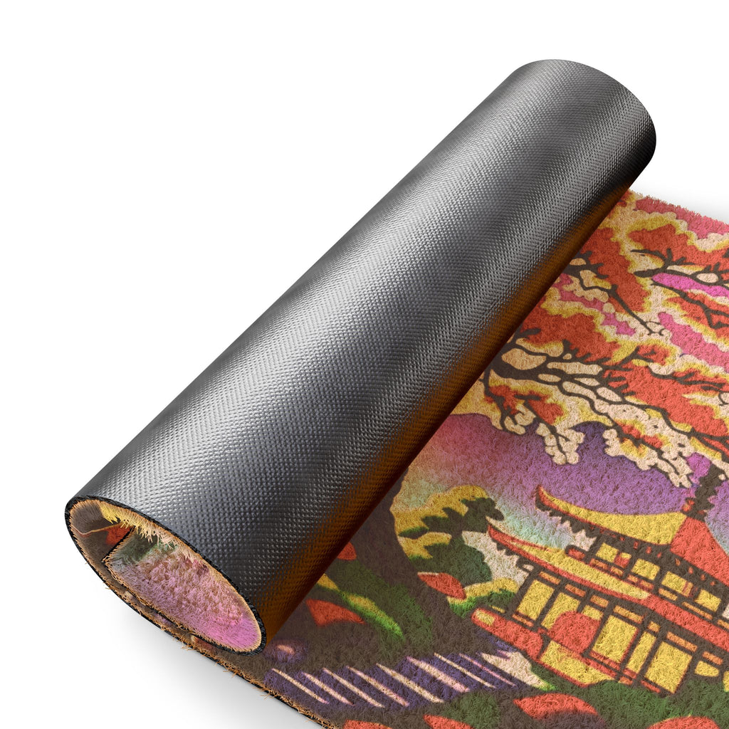 Cherry Blossom Doormat — Japanese Pagoda Entryway Mat