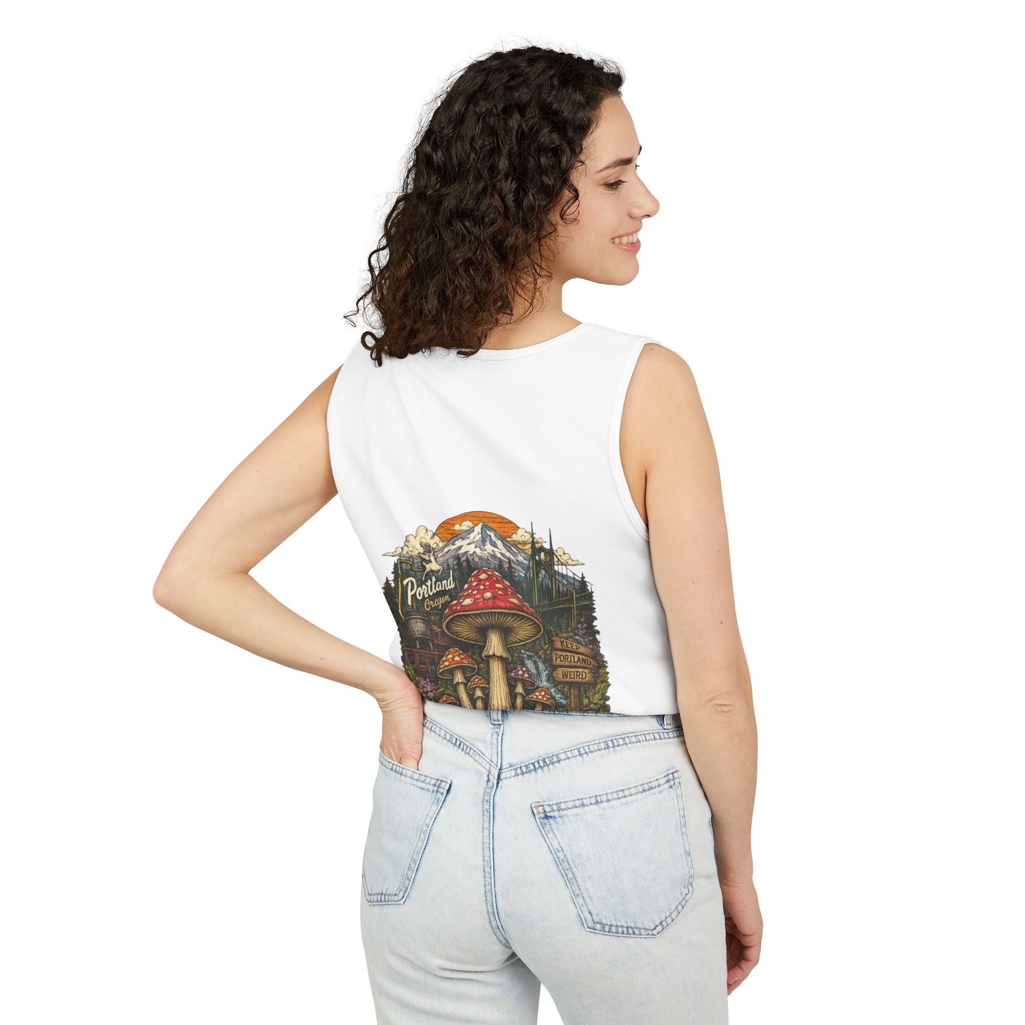 City: Portland Mushroom Tank Top — Psychedelic Forest Graphic Tank