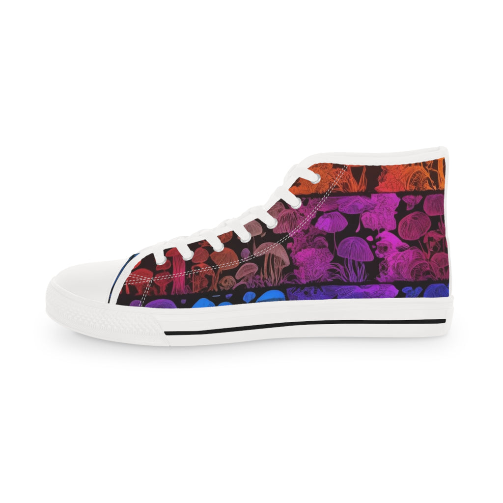 High Top Sneakers — Vibrant Floral Gradient Canvas Shoes